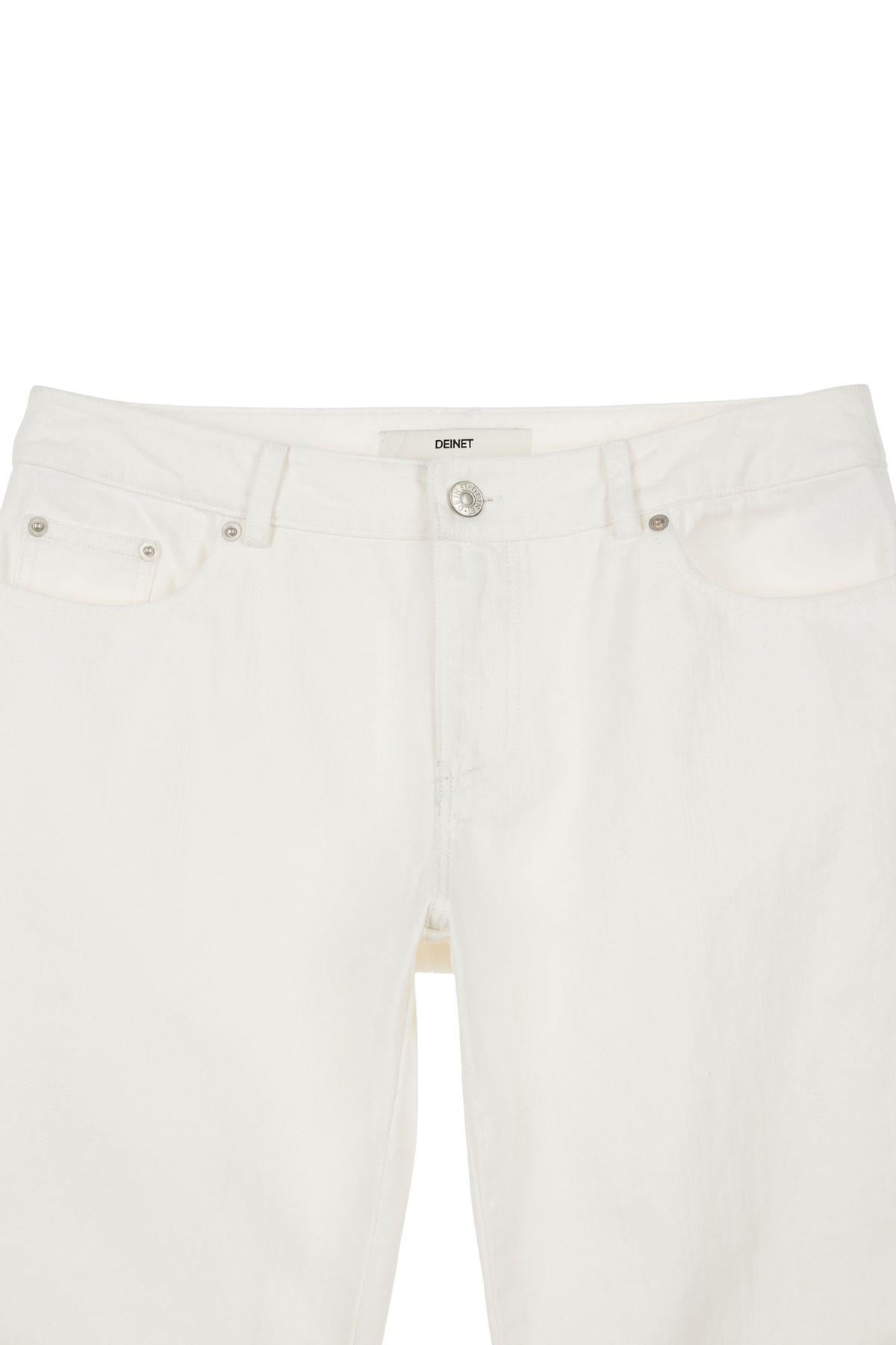 다이닛(DEINET) STUD LINE DAMEGE BOOTS CUT DENIM IN WHITE