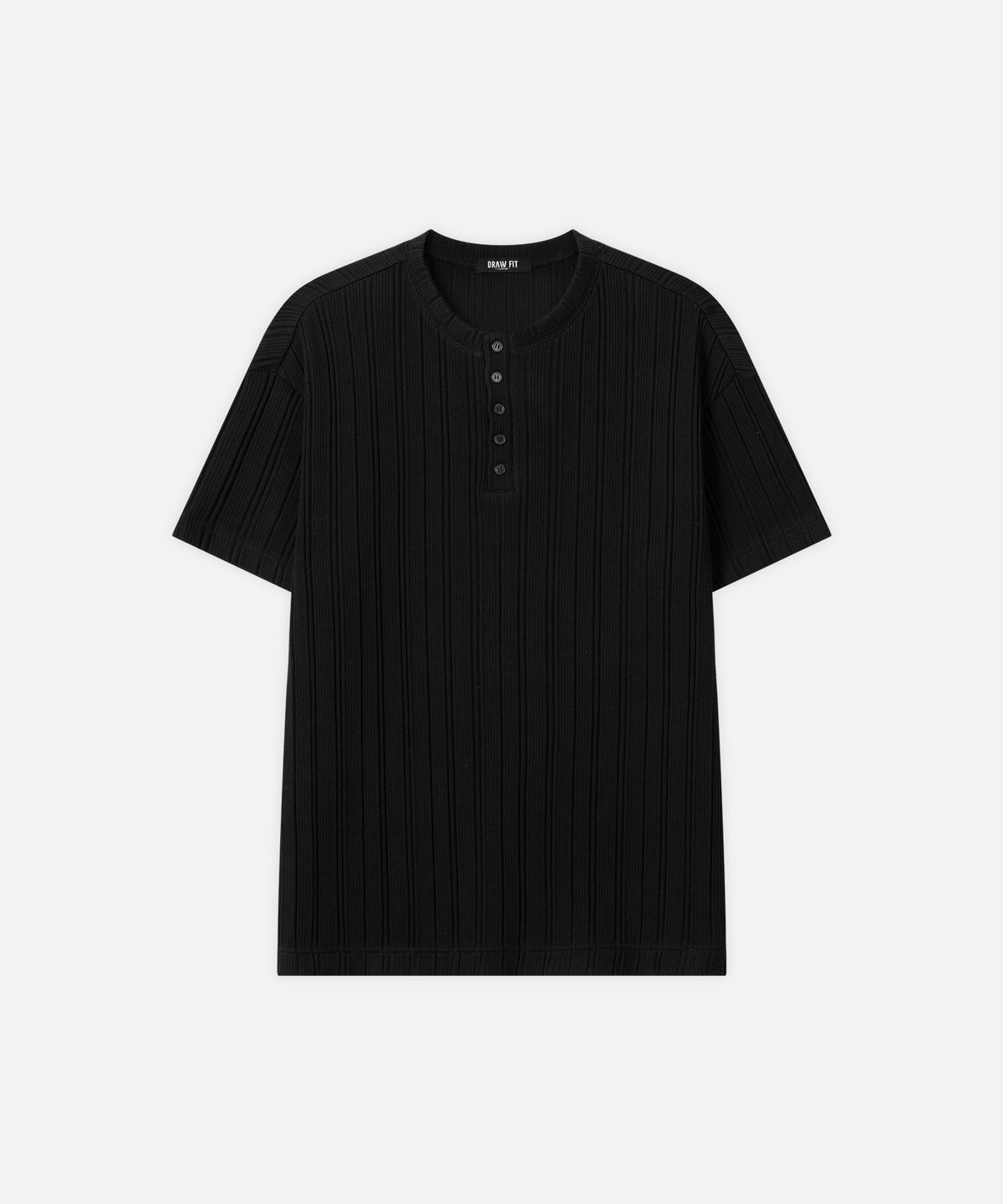드로우핏(DRAW FIT) [DRAW FIT X MANJAE] 리브드 헨리넥 하프 티셔츠 [BLACK]