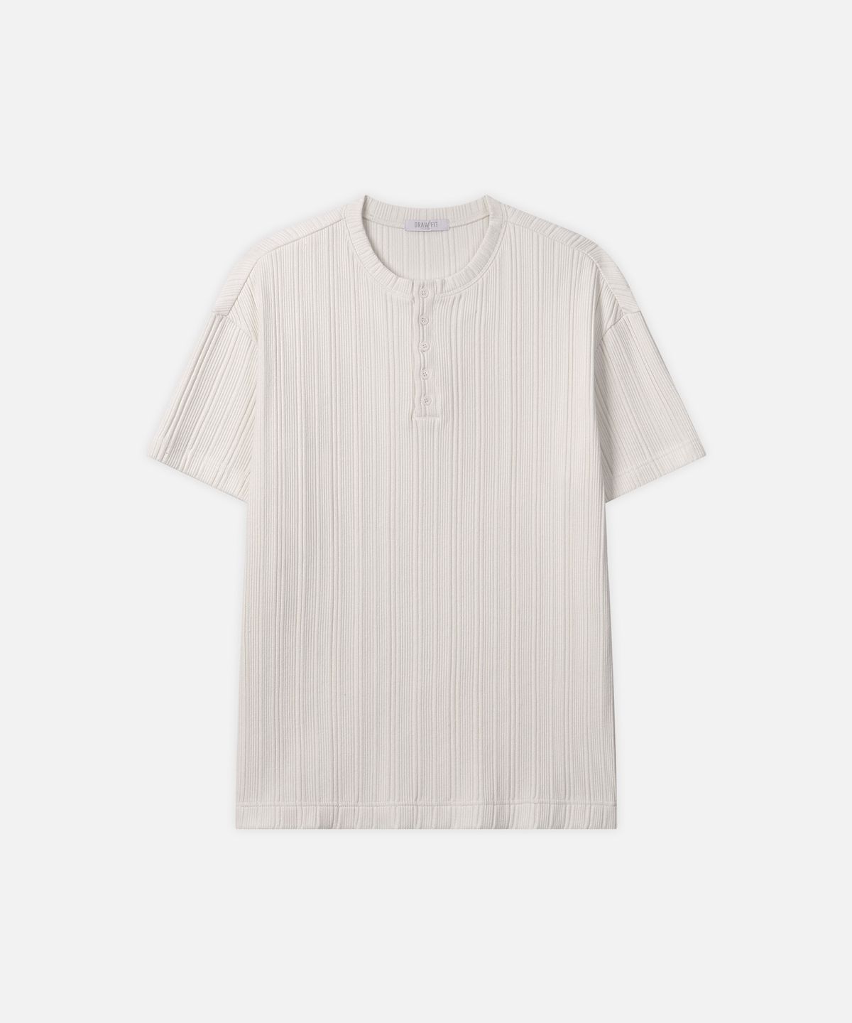 드로우핏(DRAW FIT) [DRAW FIT X MANJAE] 리브드 헨리넥 하프 티셔츠 [IVORY]