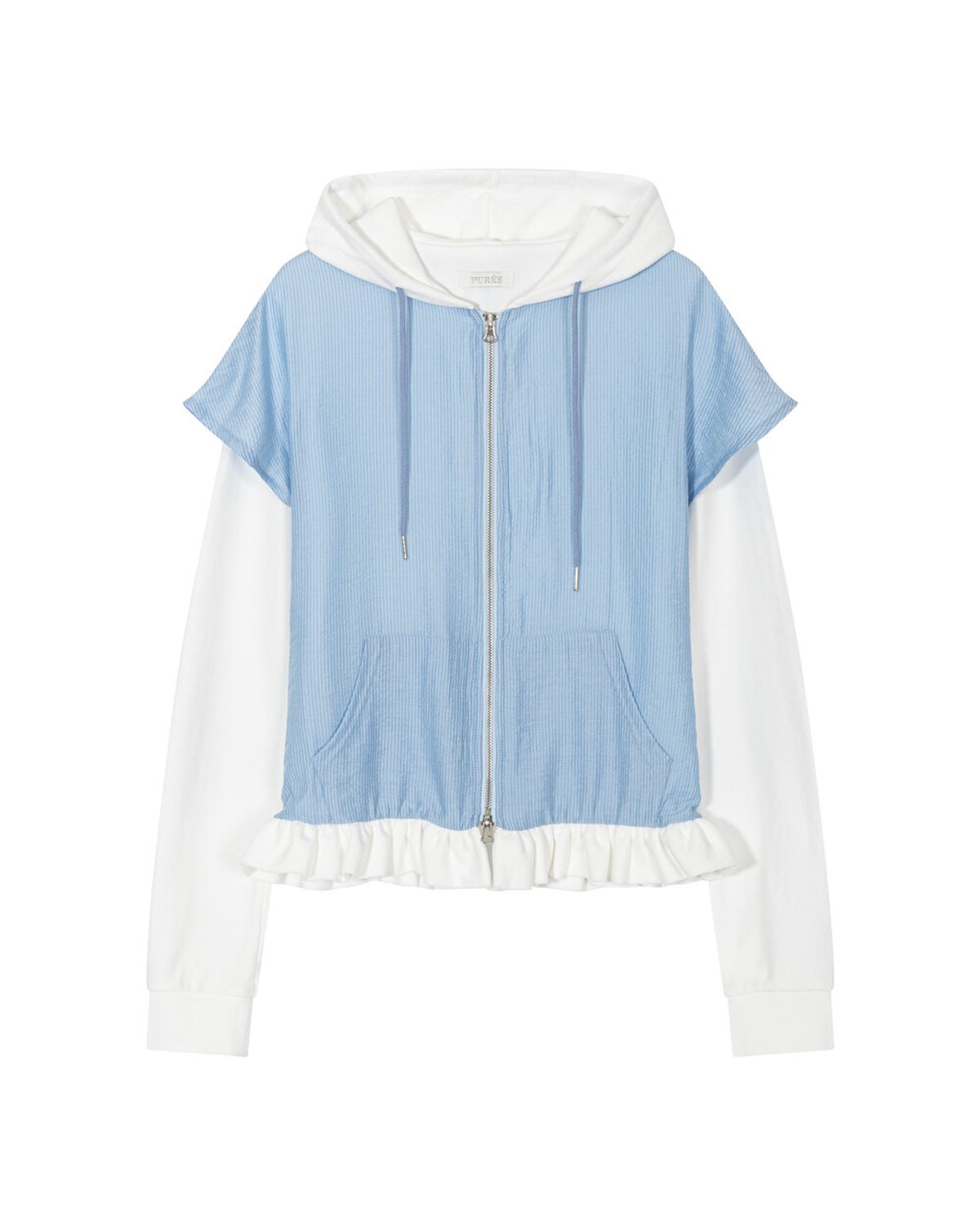 퓨레(PUREE) Shirt layered hoodie White