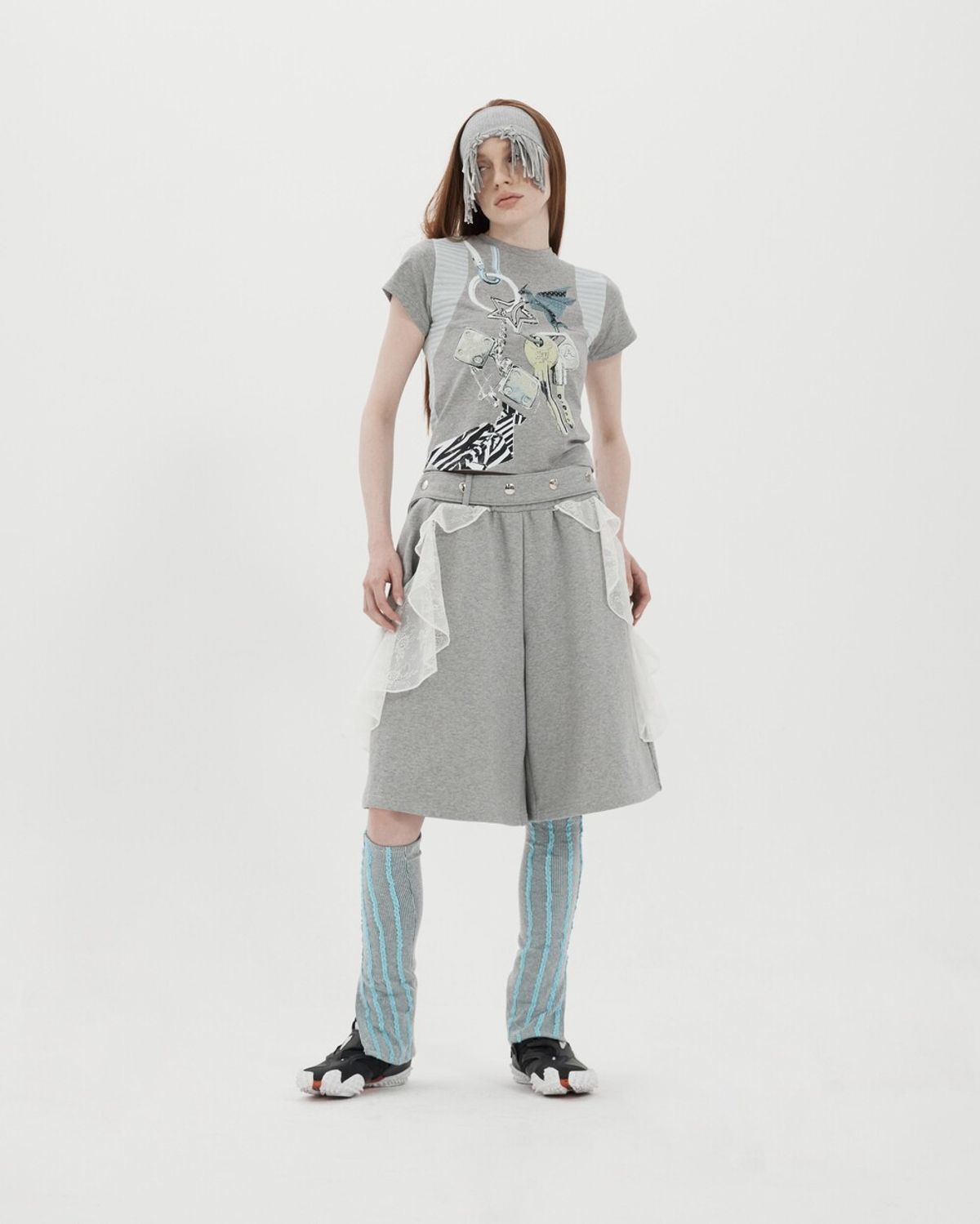 퓨레(PUREE) [2nd restock] Ruffle basketball shorts Melange