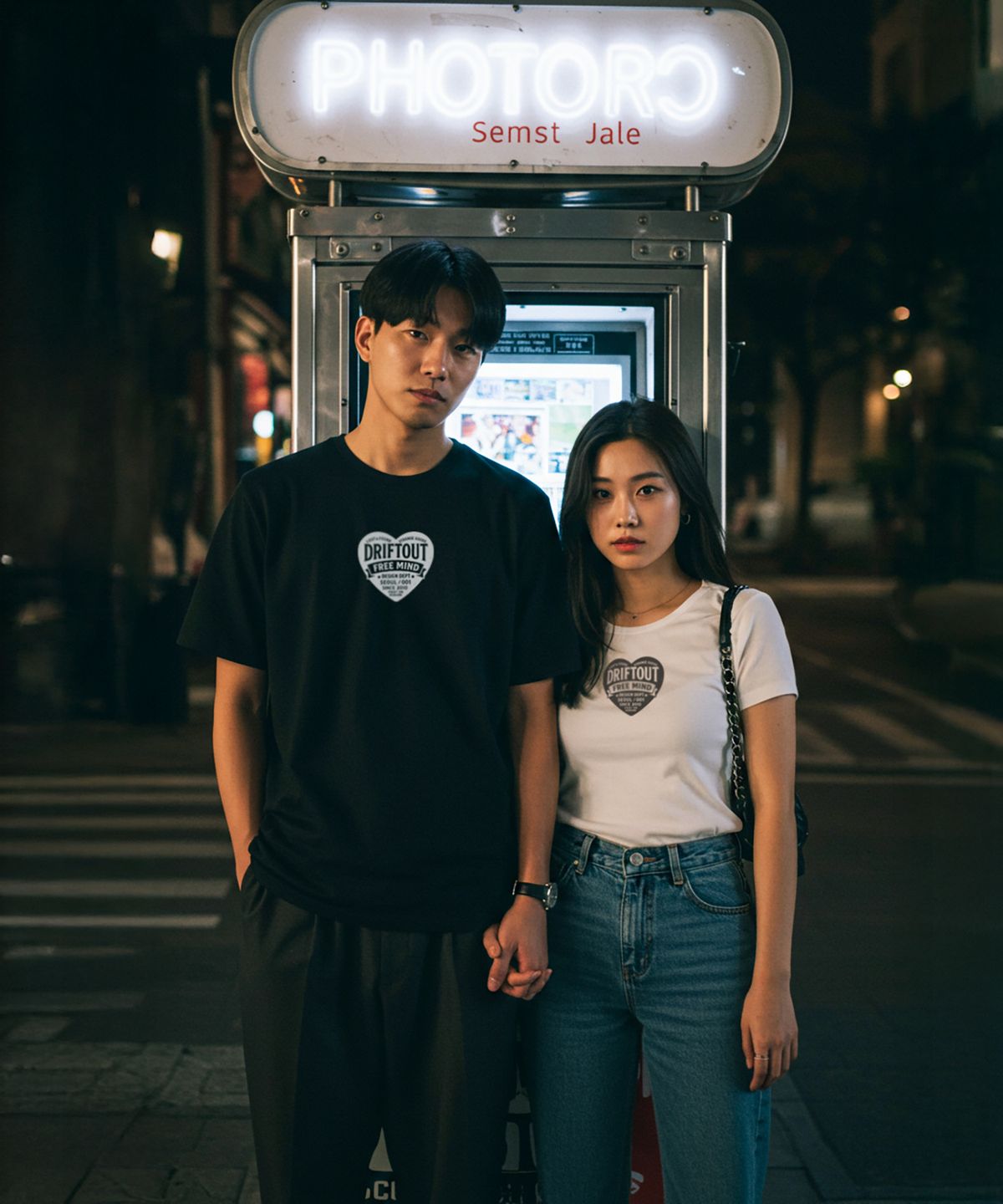 드리프트아웃(DRIFTOUT) 프리 마인드 텍스트 로고 하트 반팔 티셔츠 (3color)