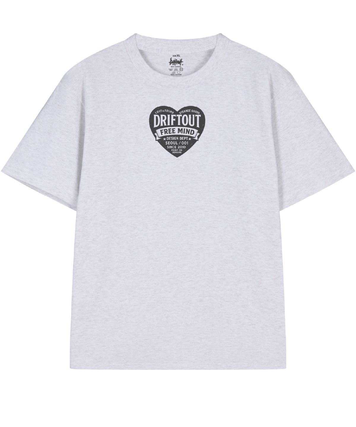드리프트아웃(DRIFTOUT) 프리 마인드 텍스트 로고 하트 반팔 티셔츠 (3color)