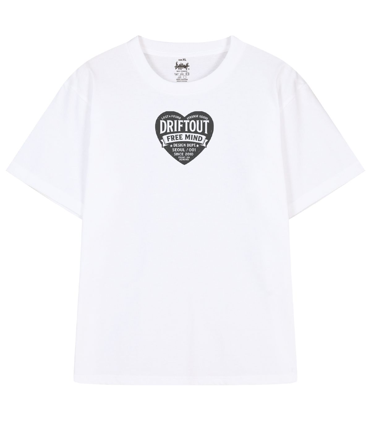 드리프트아웃(DRIFTOUT) 프리 마인드 텍스트 로고 하트 반팔 티셔츠 (3color)