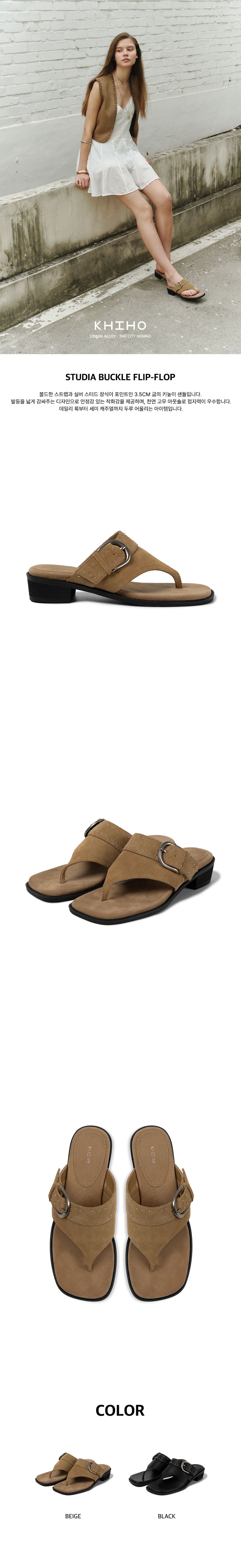 KHIHO) STUDIA BUCKLE FLIP-FLOP - 2col