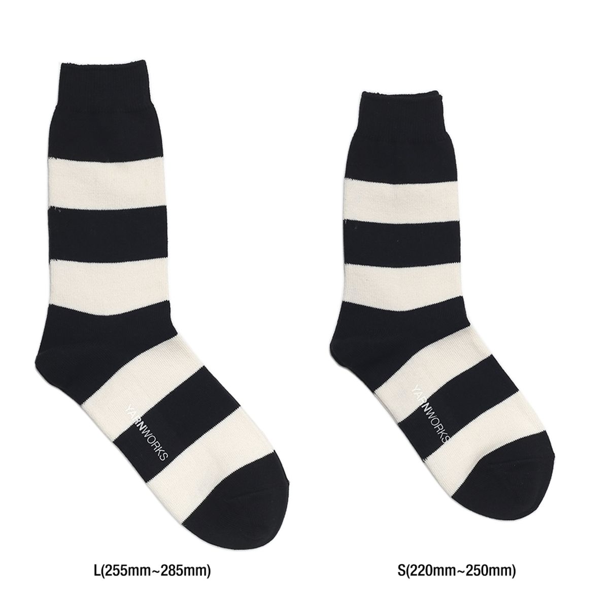 얀웍스(YARNWORKS) [베이직 컬러 5팩]WORK RUGBY 와이드 스트라이프 양말