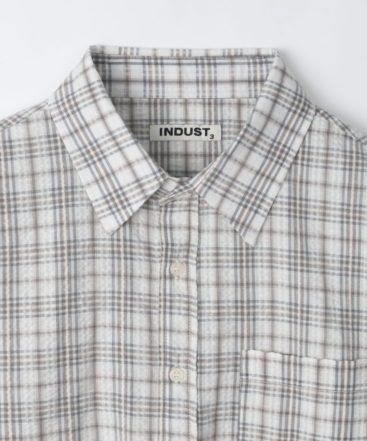 인더스트(INDUST) 써머 레이크 체크 셔츠_그레이