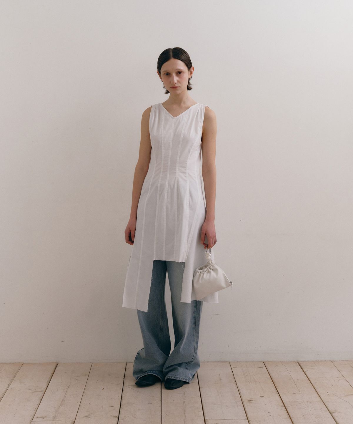 로우타이드(LOW TIDE) DAMAGED COTTON DRESS [WHITE]