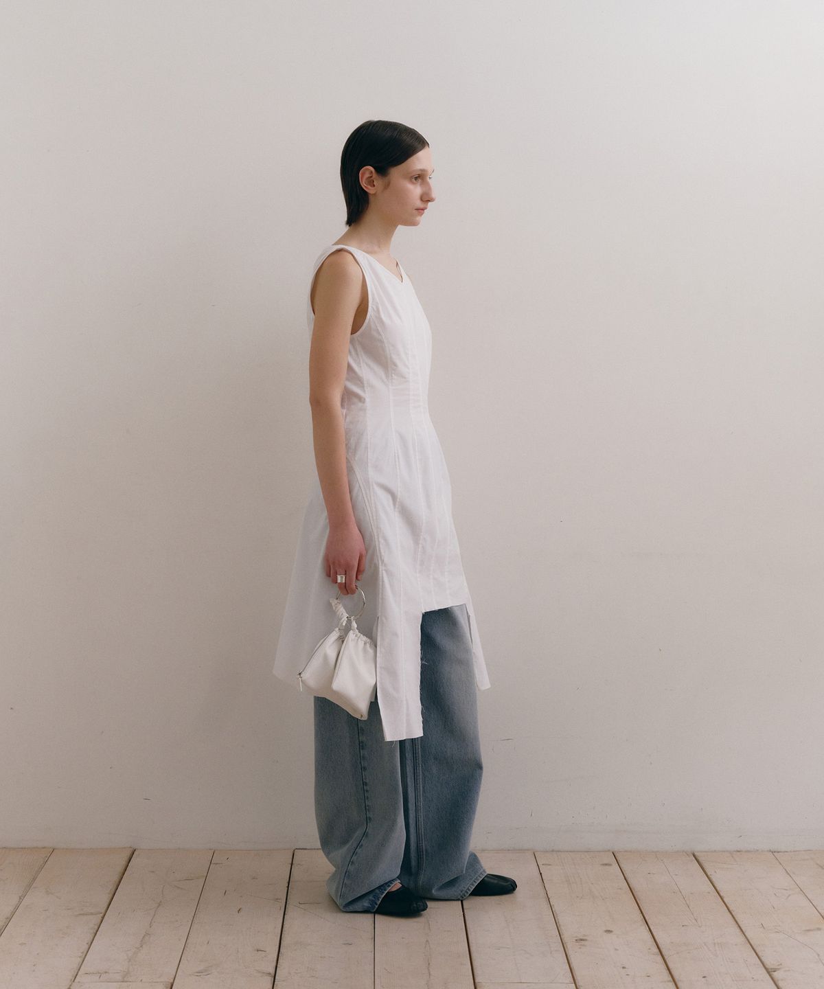 로우타이드(LOW TIDE) DAMAGED COTTON DRESS [WHITE]