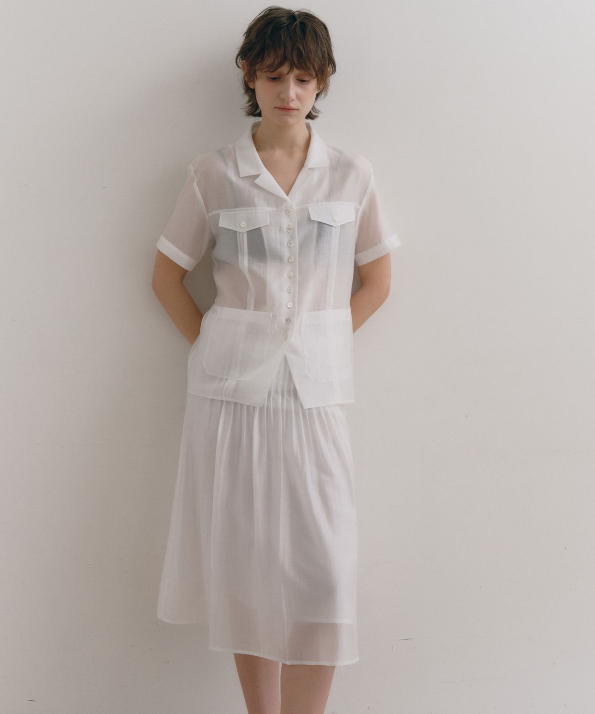 로우타이드(LOW TIDE) SILKY PINTUCK SKIRT [WHITE]
