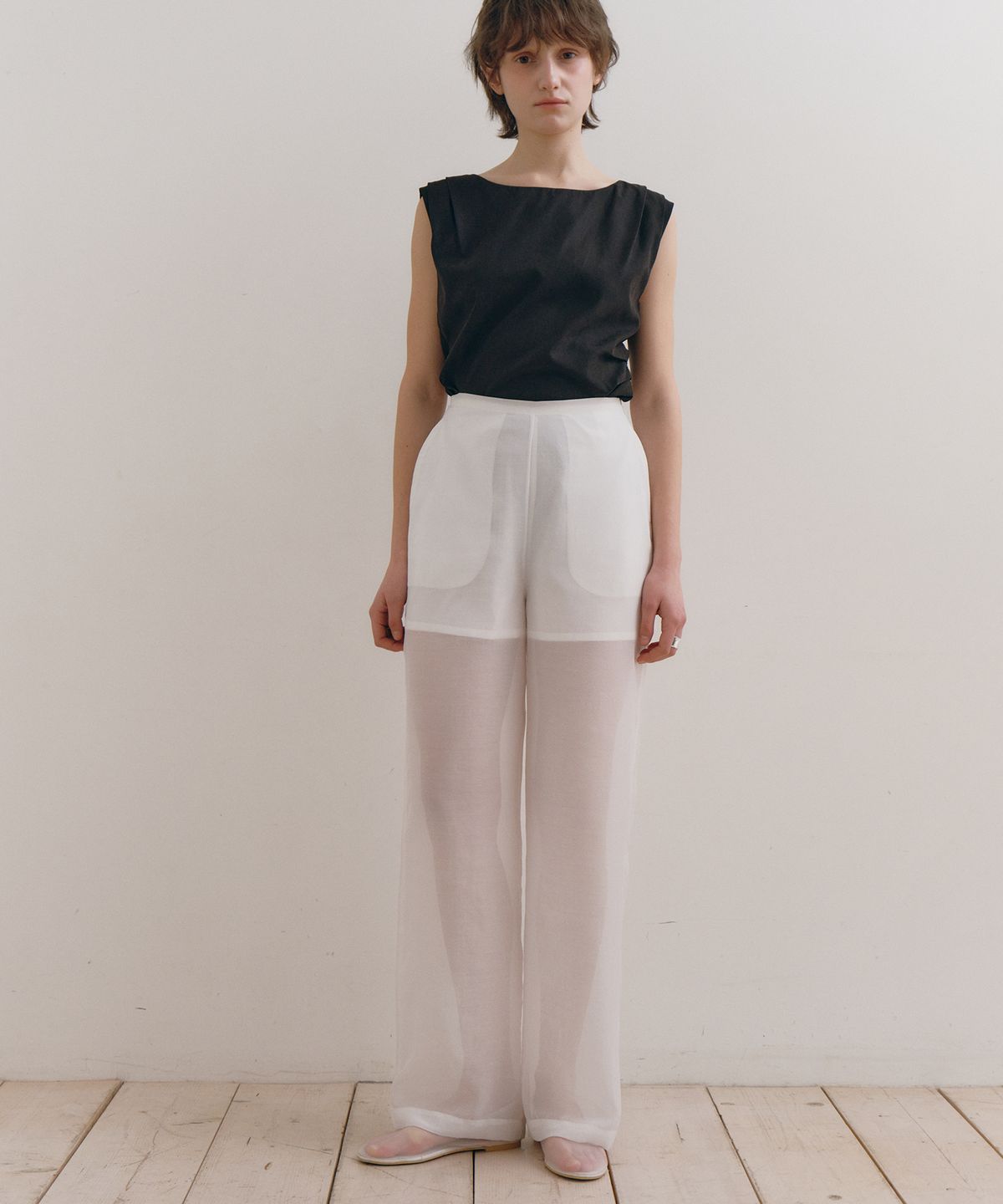 로우타이드(LOW TIDE) SHEER LAYERED SKIRT PANTS [WHITE]