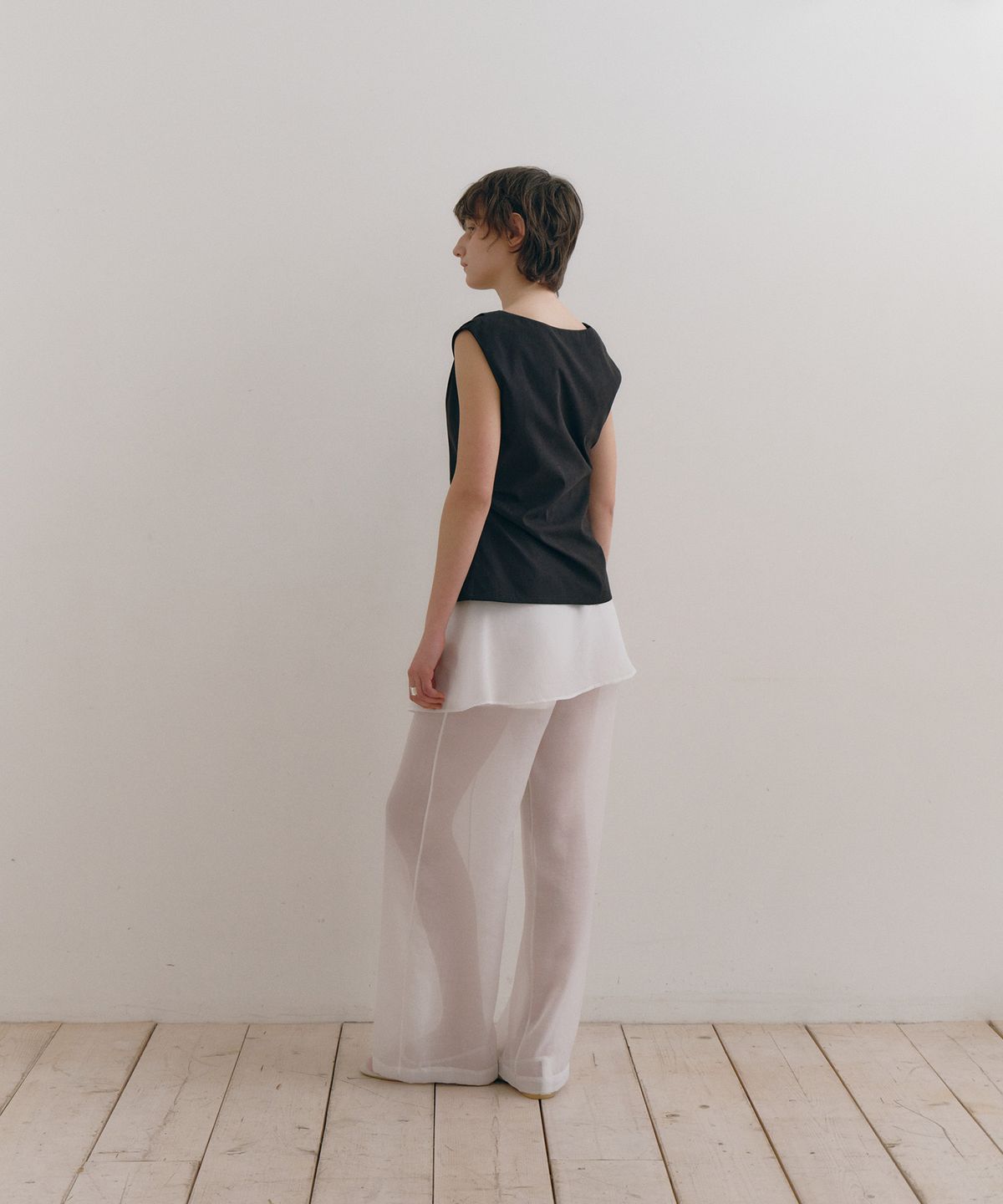 로우타이드(LOW TIDE) SHEER LAYERED SKIRT PANTS [WHITE]