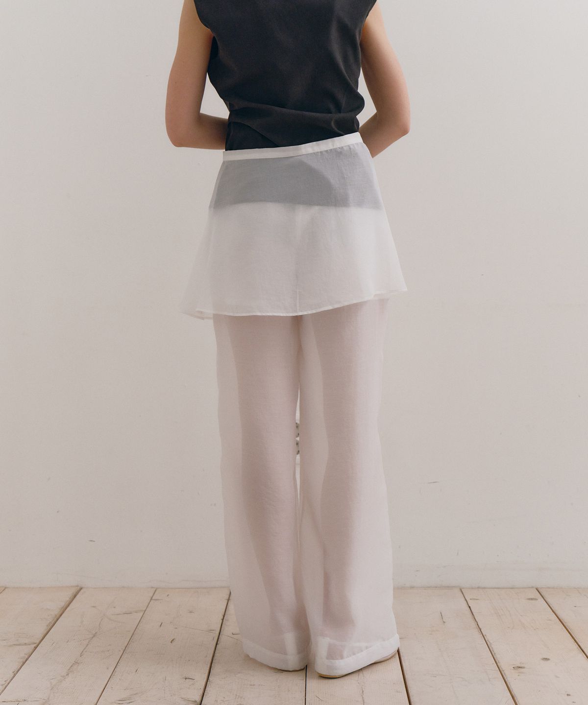 로우타이드(LOW TIDE) SHEER LAYERED SKIRT PANTS [WHITE]