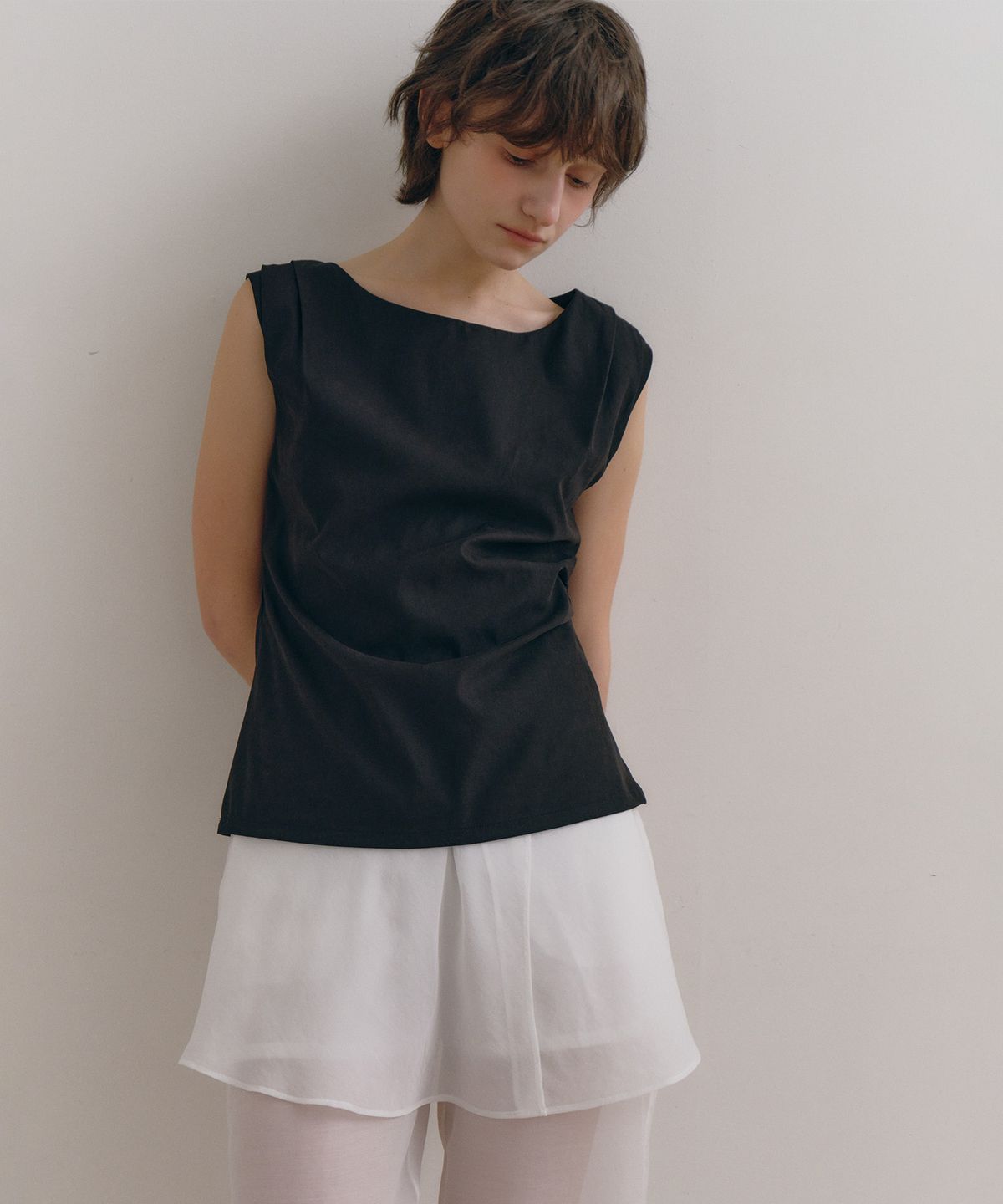 로우타이드(LOW TIDE) BOATNECK BLOUSE [BLACK]