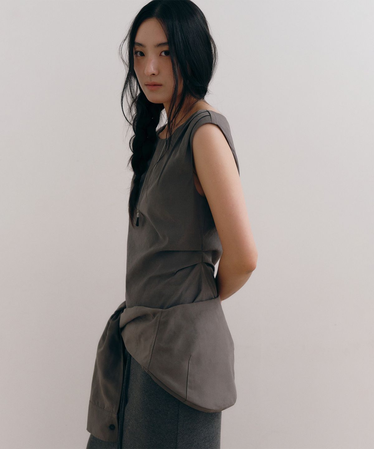로우타이드(LOW TIDE) BOATNECK BLOUSE [GREY]