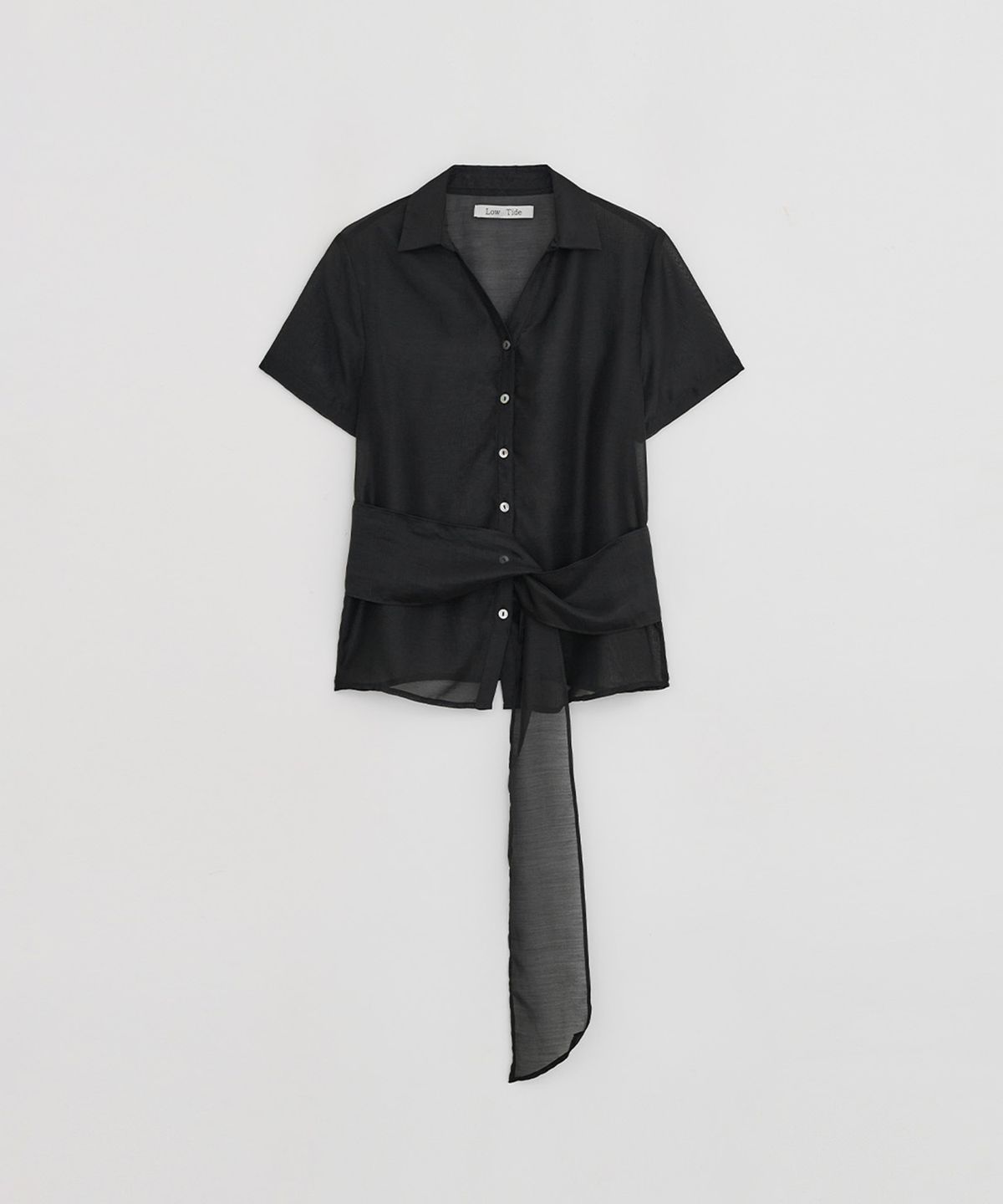 로우타이드(LOW TIDE) SHEER SCARF TIE SHIRT [BLACK]