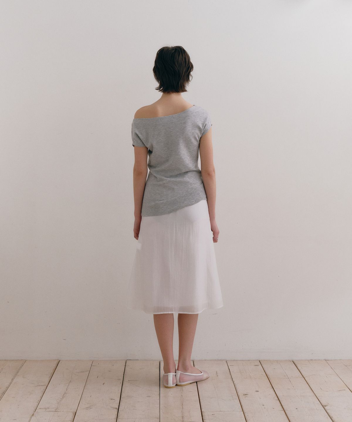 로우타이드(LOW TIDE) HEM SLIT BOATNECK KNIT [GREY]