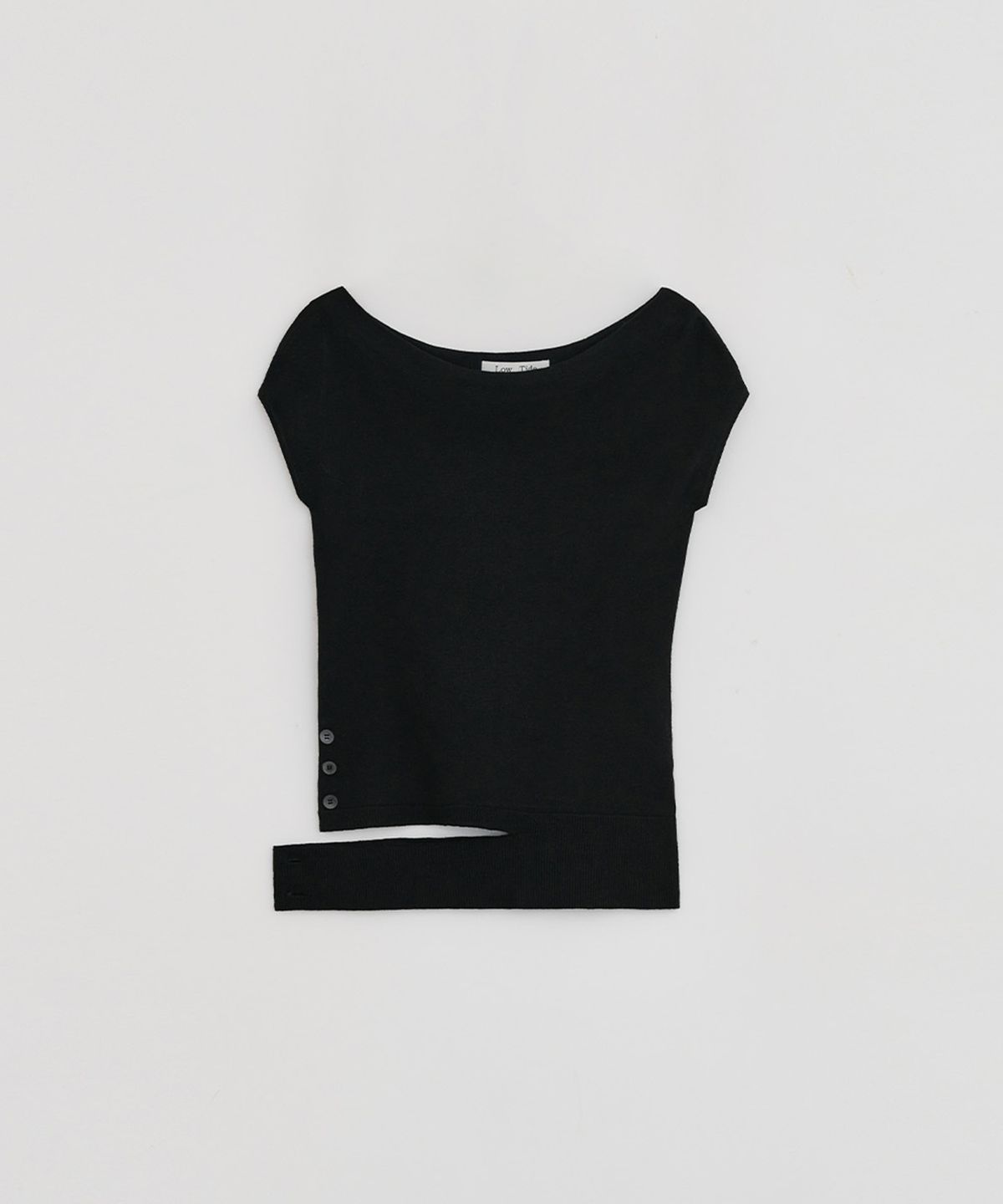 로우타이드(LOW TIDE) HEM SLIT BOATNECK KNIT [BLACK]