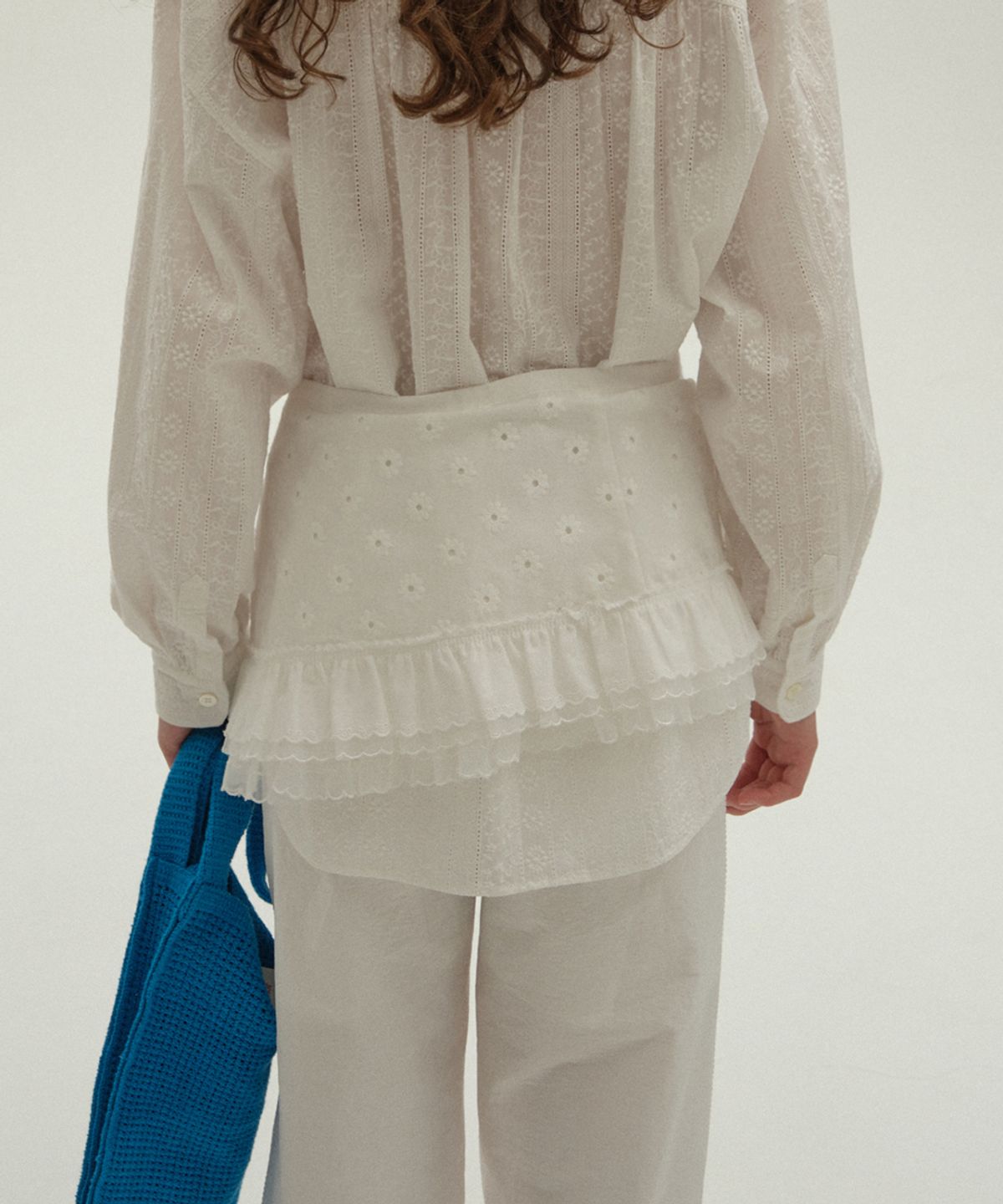 클로르(CLOR) EYELET MINI LAYERED SKIRT - WHITE
