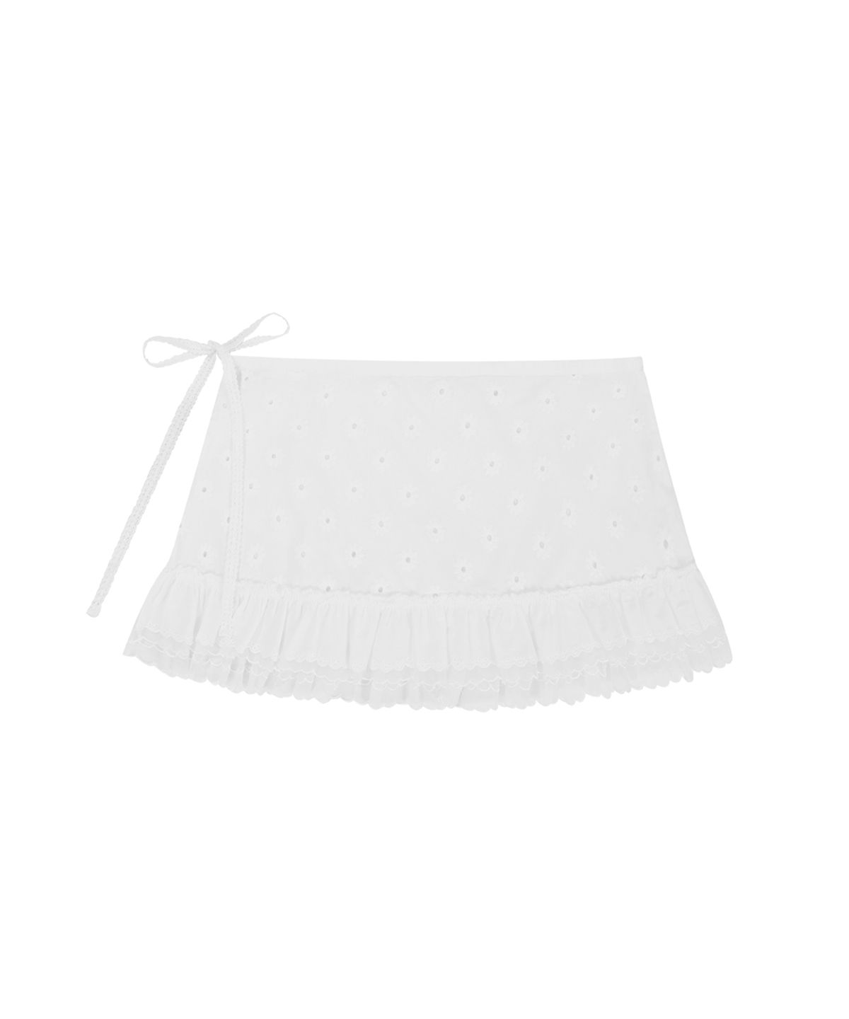 클로르(CLOR) EYELET MINI LAYERED SKIRT - WHITE
