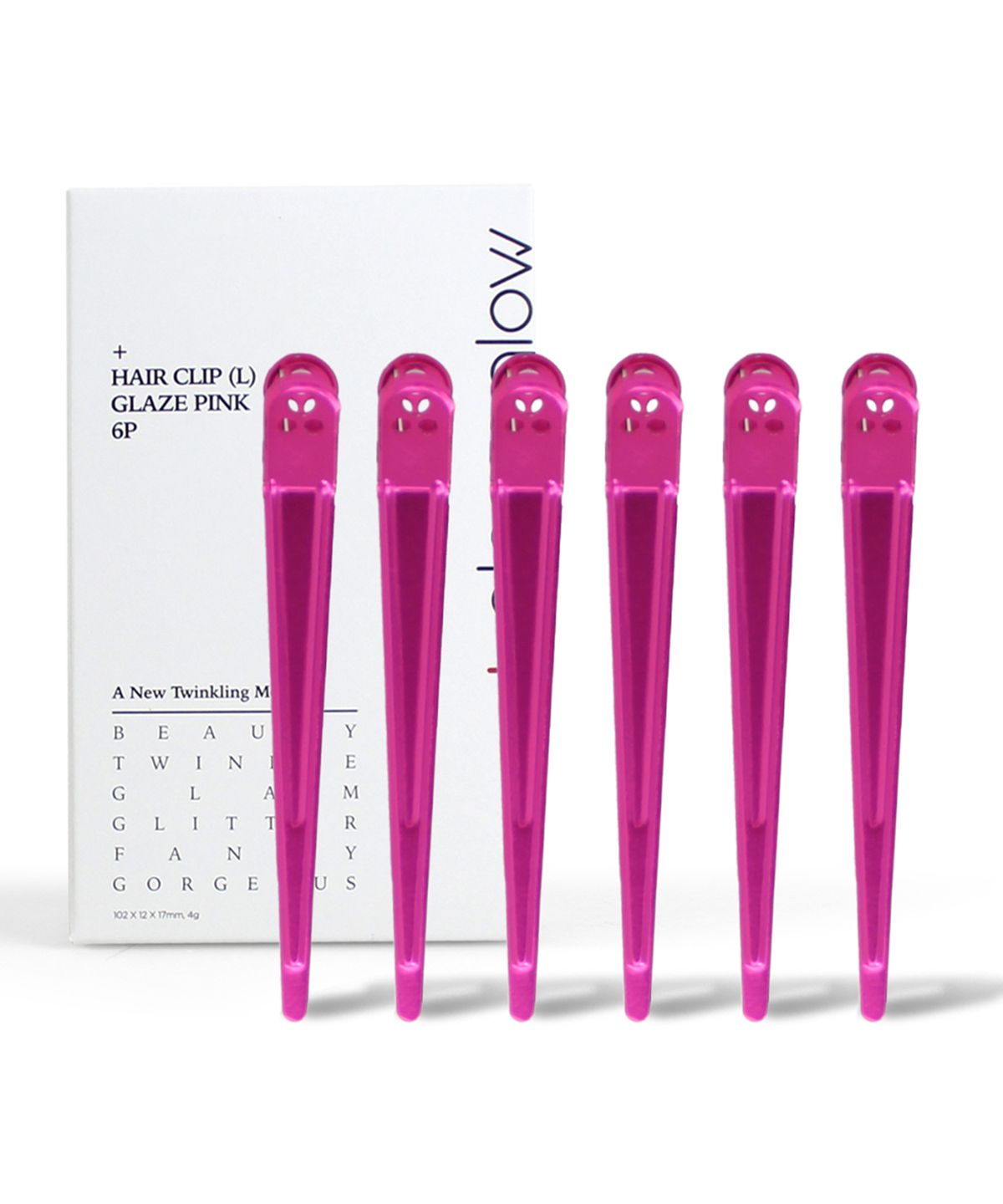 글로스앤글로우(GLOSS&GLOW) 국내생산 자국 없는 집게핀 대 글레이즈 핑크 6P