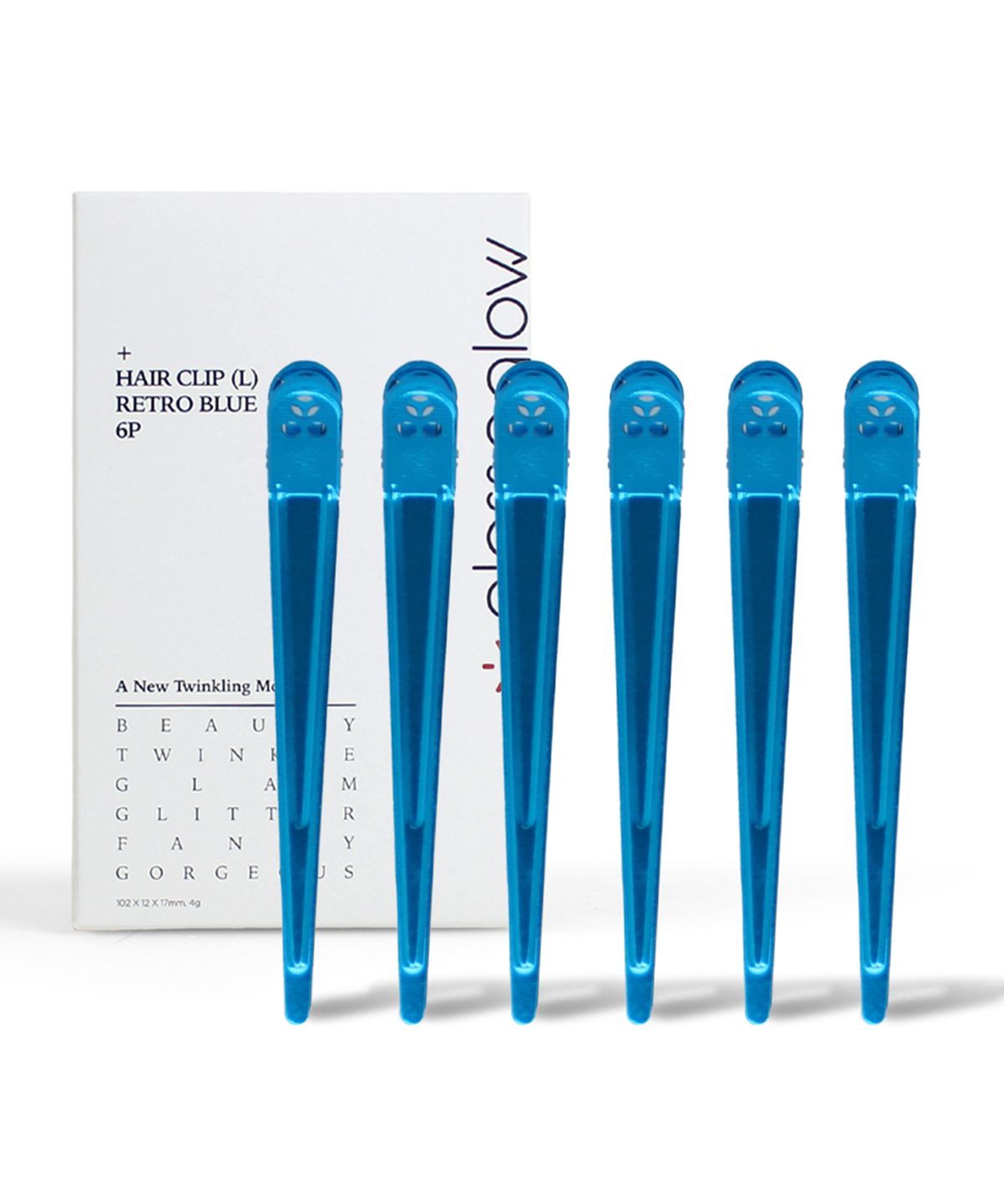 글로스앤글로우(GLOSS&GLOW) 국내생산 자국 없는 집게핀 대 레트로 블루 6P
