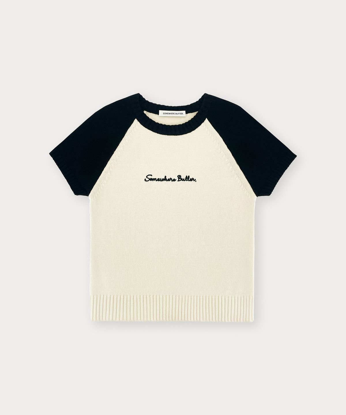 썸웨어버터(SOMEWHEREBUTTER) Casual Mini Letter Knit - Black