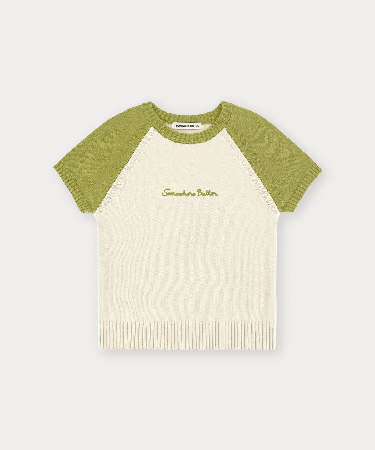 썸웨어버터(SOMEWHEREBUTTER) Casual Mini Letter Knit - Olive