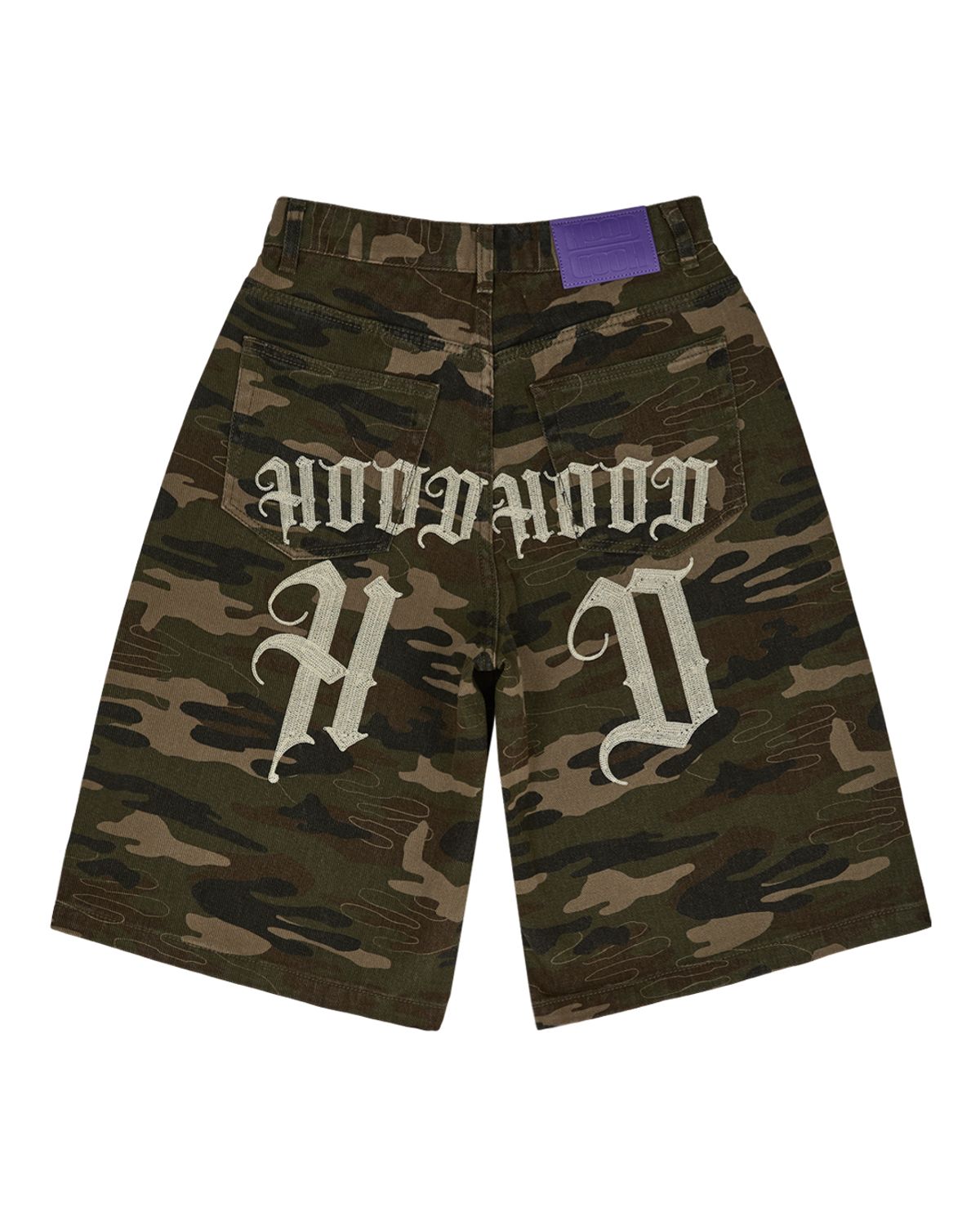 후드후드(HOODHOOD) HD 체인 자수 버뮤다 데님 팬츠 카모