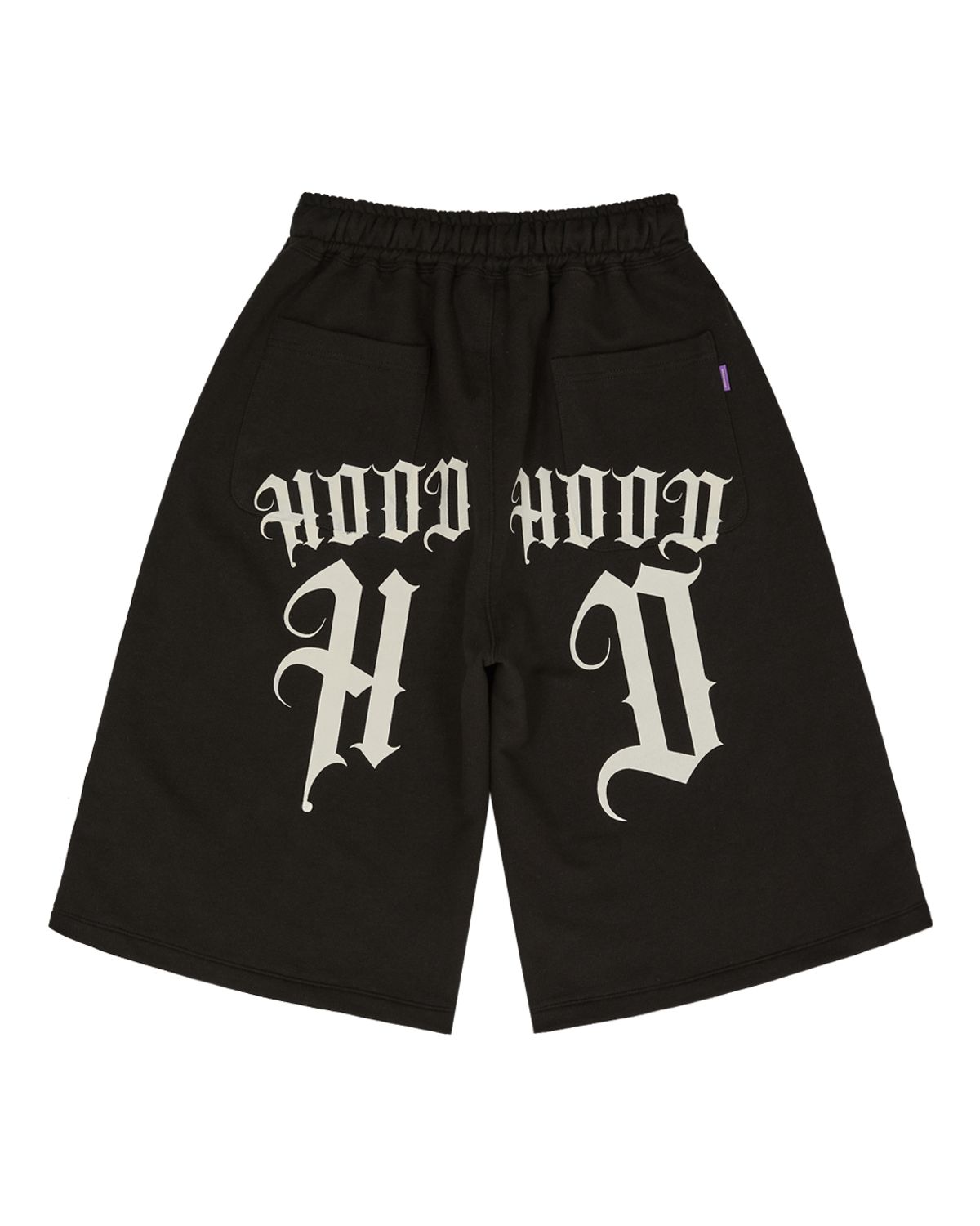 후드후드(HOODHOOD) HD 백 그래픽 버뮤다 스웨트팬츠 블랙
