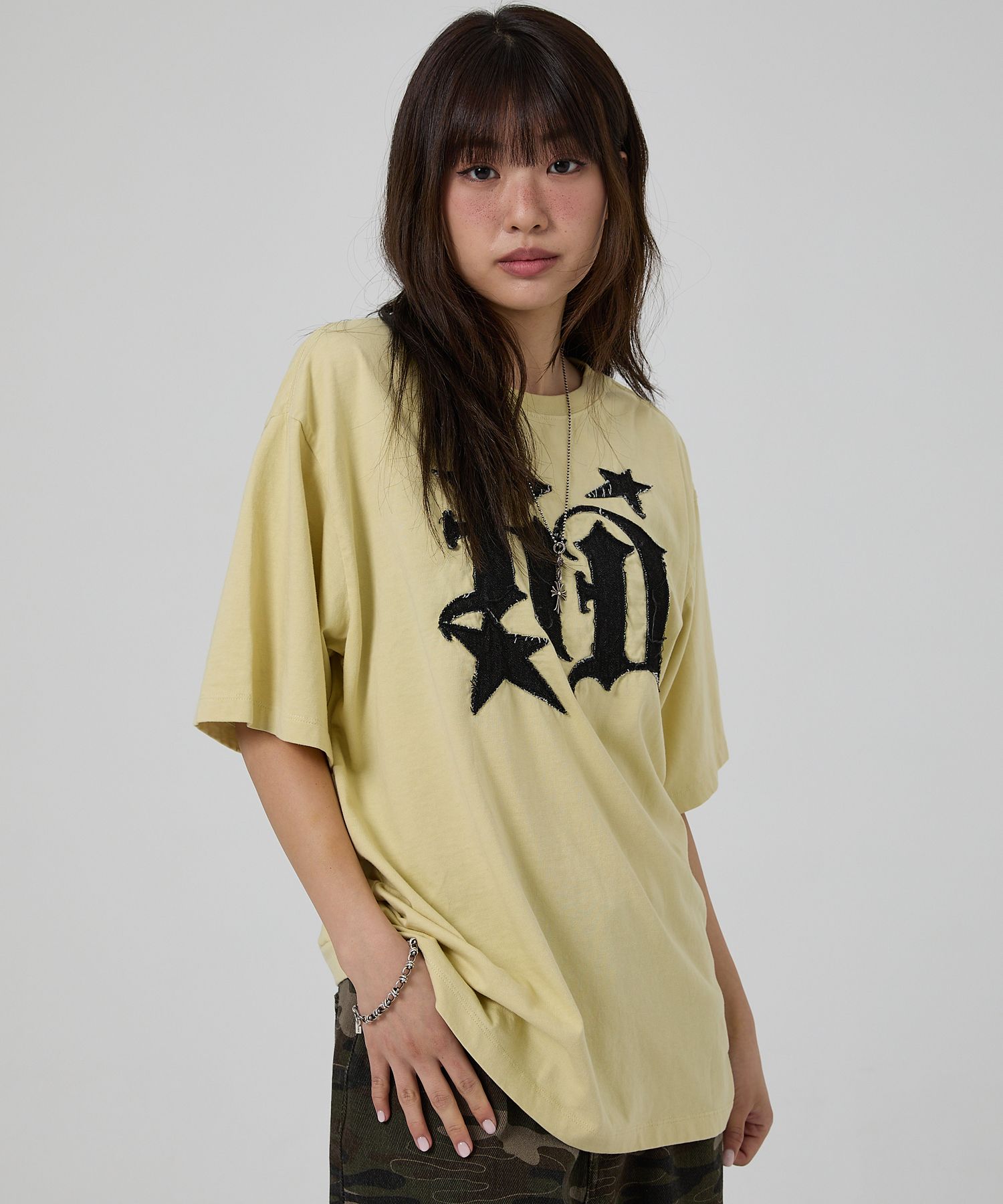 HOODHOOD ♥ HD denim applique t-shirt /追跡付 MUSINSA公式 | HOODHOOD HD Denim Applique Short Sleeve T
