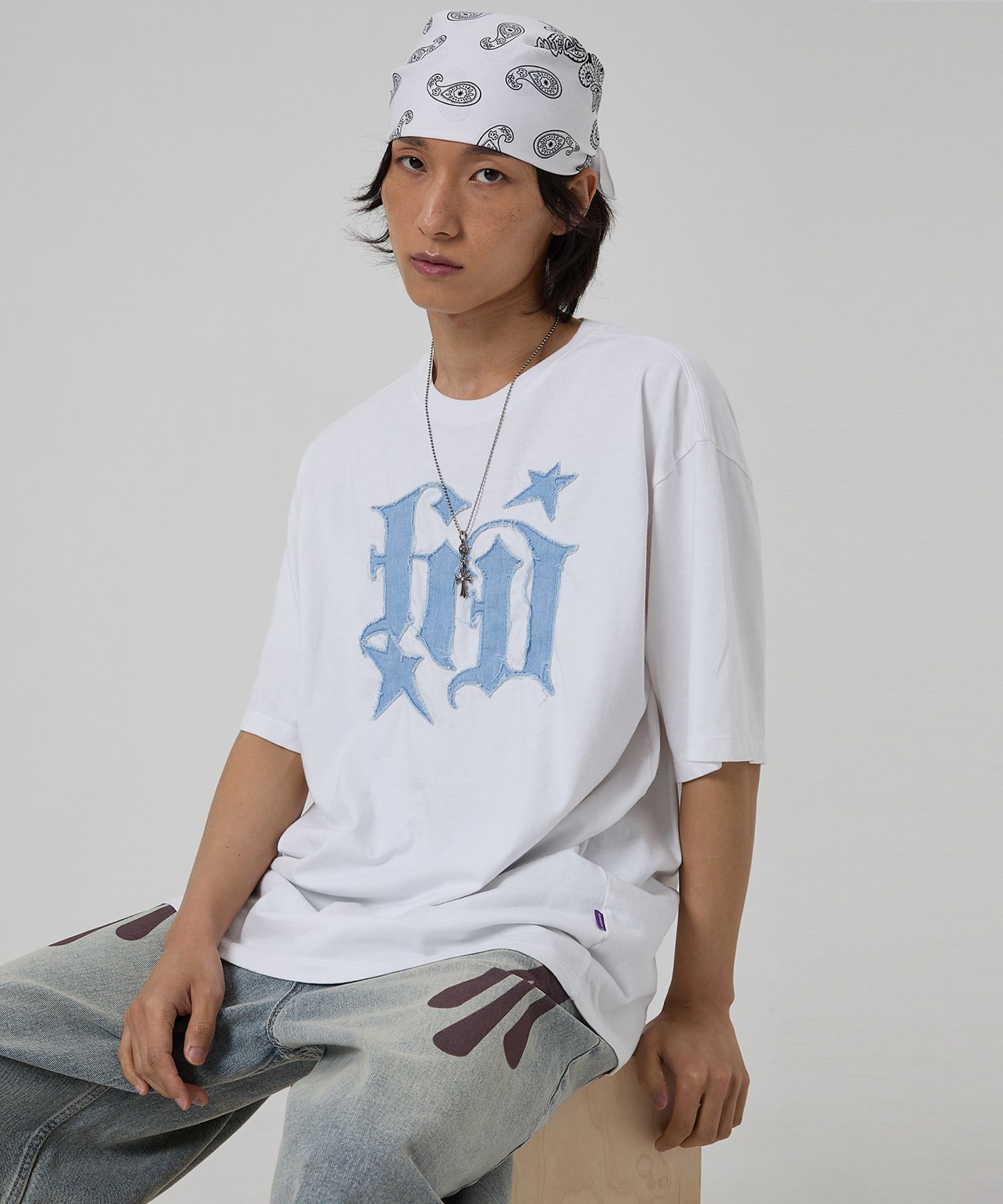 HOODHOOD ♥ HD denim applique t-shirt /追跡付 HOODHOOD ♥ HD denim applique t-shirt /追跡付 (HOODHOOD/T