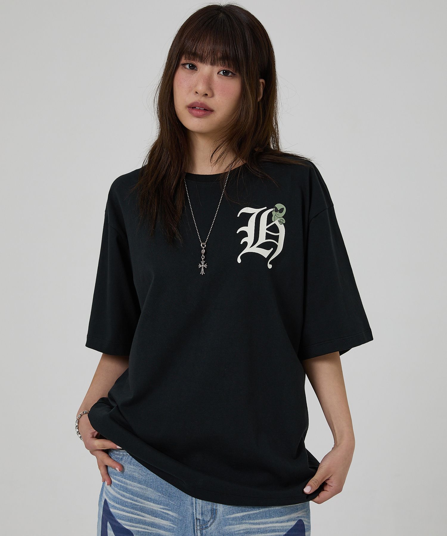 MUSINSA公式 | HOODHOOD H Logo Short Sleeve T-shirt Black