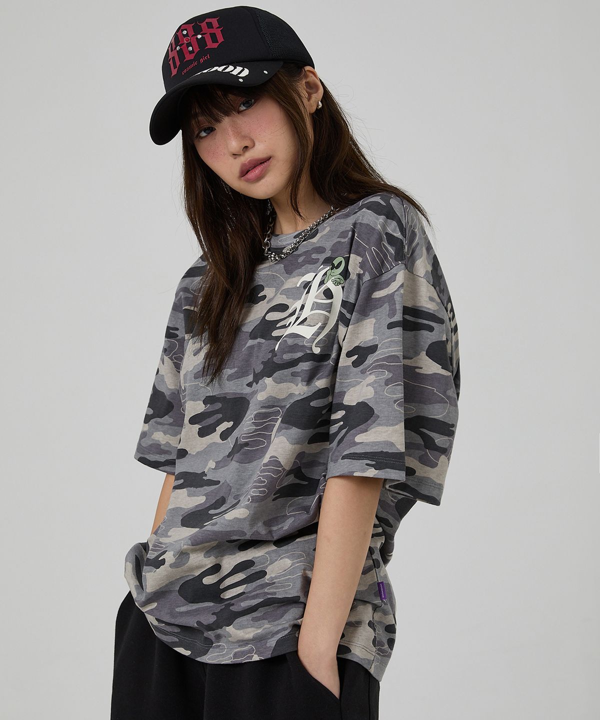 후드후드(HOODHOOD) H 로고 반팔티셔츠 카모