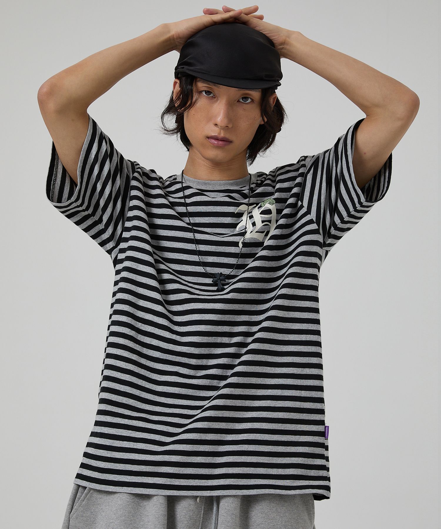 MUSINSA公式 | HOODHOOD H logo short sleeve t-shirt stripe