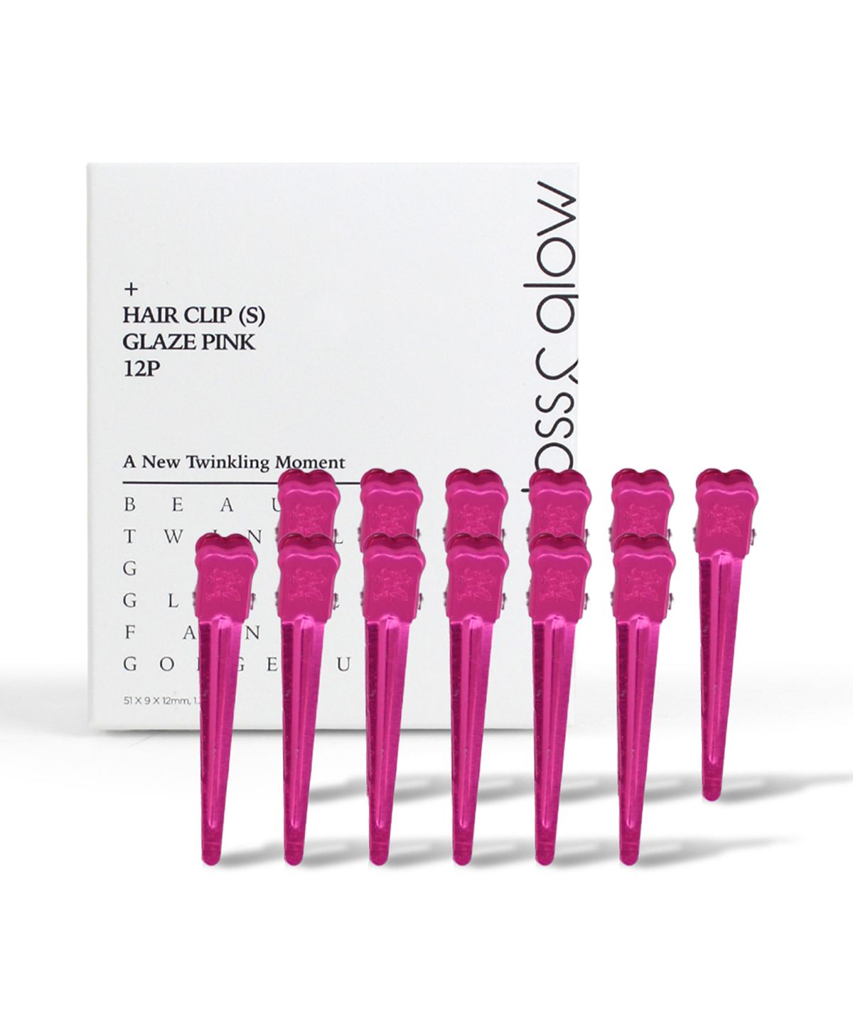 글로스앤글로우(GLOSS&GLOW) 국내생산 자국 없는 집게핀 소 글레이즈 핑크 12P