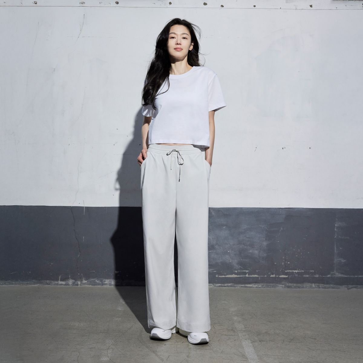 안다르(ANDAR) [SET] 숏슬리브 크롭티 & 와이드 팬츠