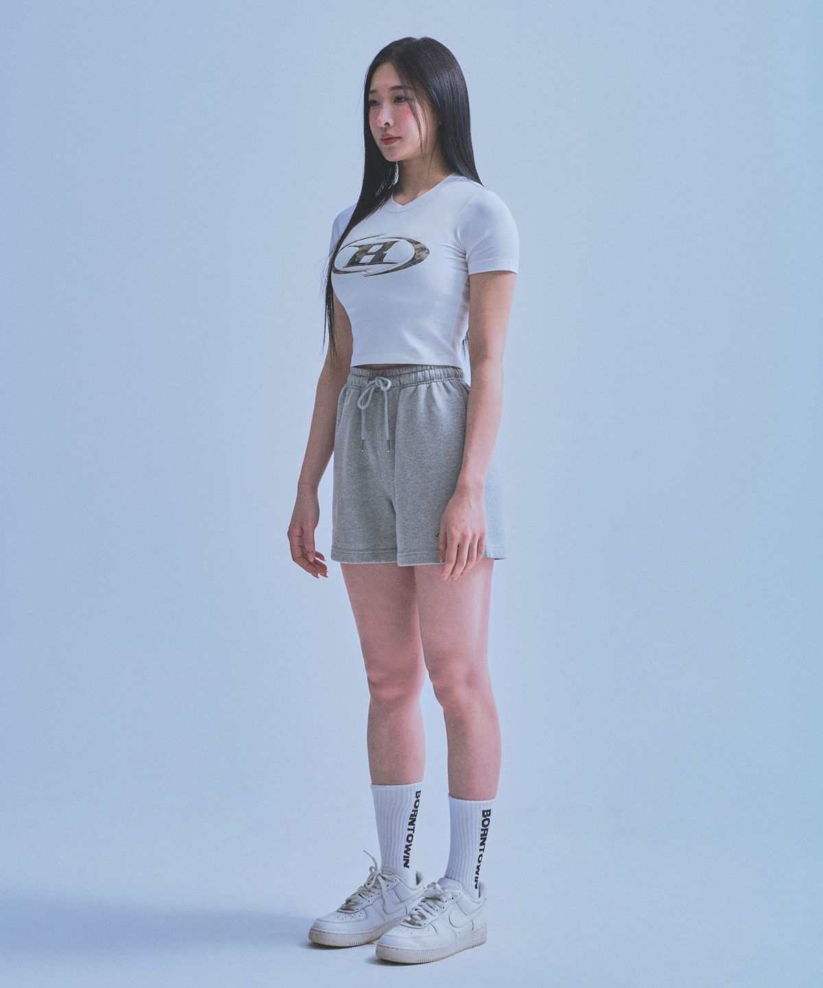 본투윈(BORN TO WIN) W CHROME B SHORTS [MELANGE GREY]