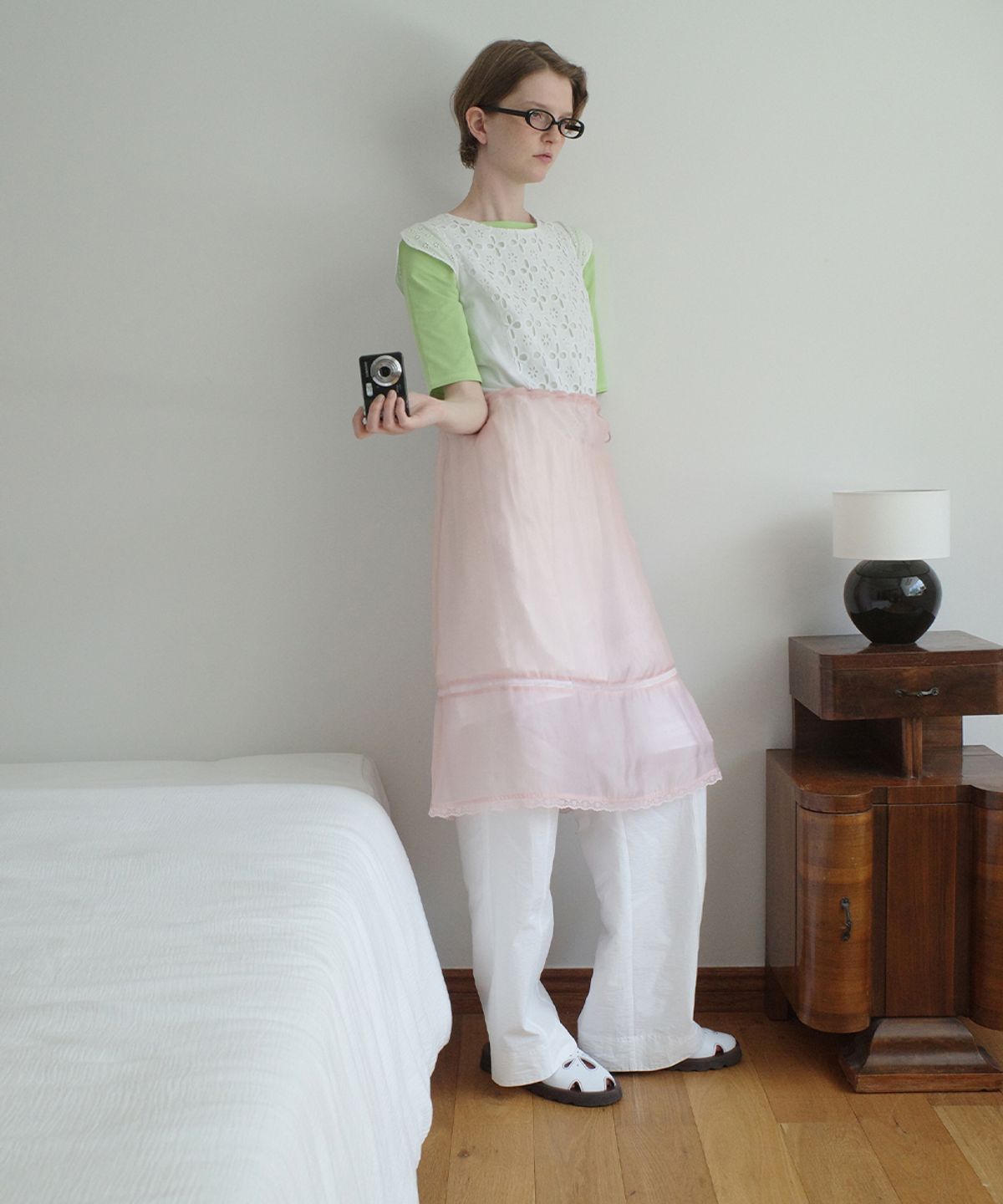 클로르(CLOR) BEADS SHEER MIDI SKIRT - 3 colors