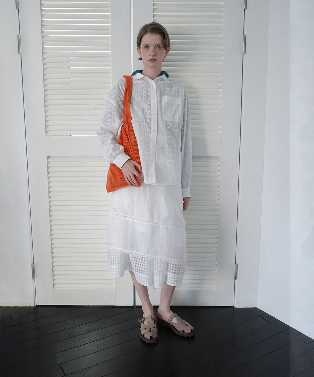 클로르(CLOR) BEADS SHEER MIDI SKIRT - 3 colors