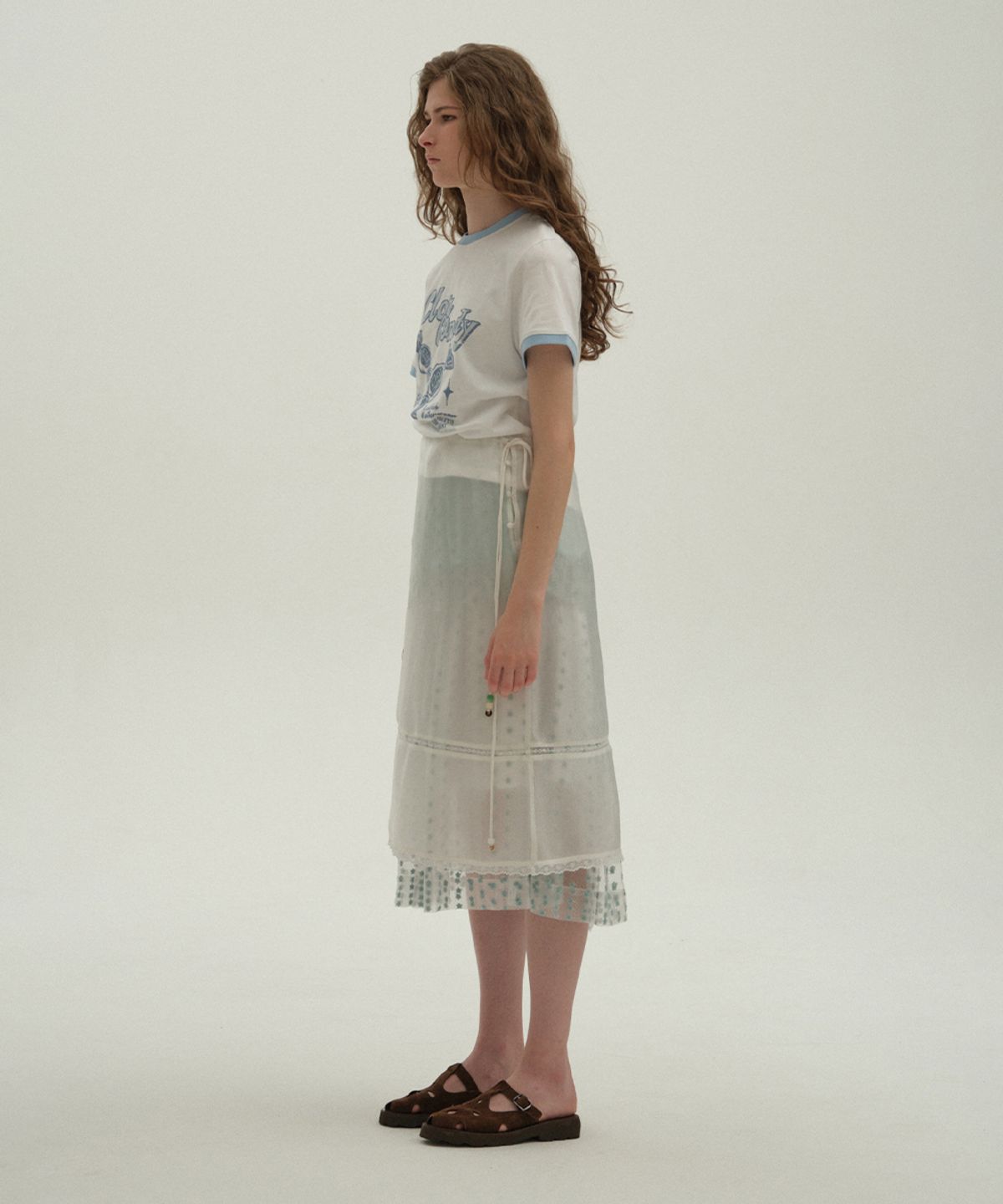 클로르(CLOR) BEADS SHEER MIDI SKIRT - 3 colors