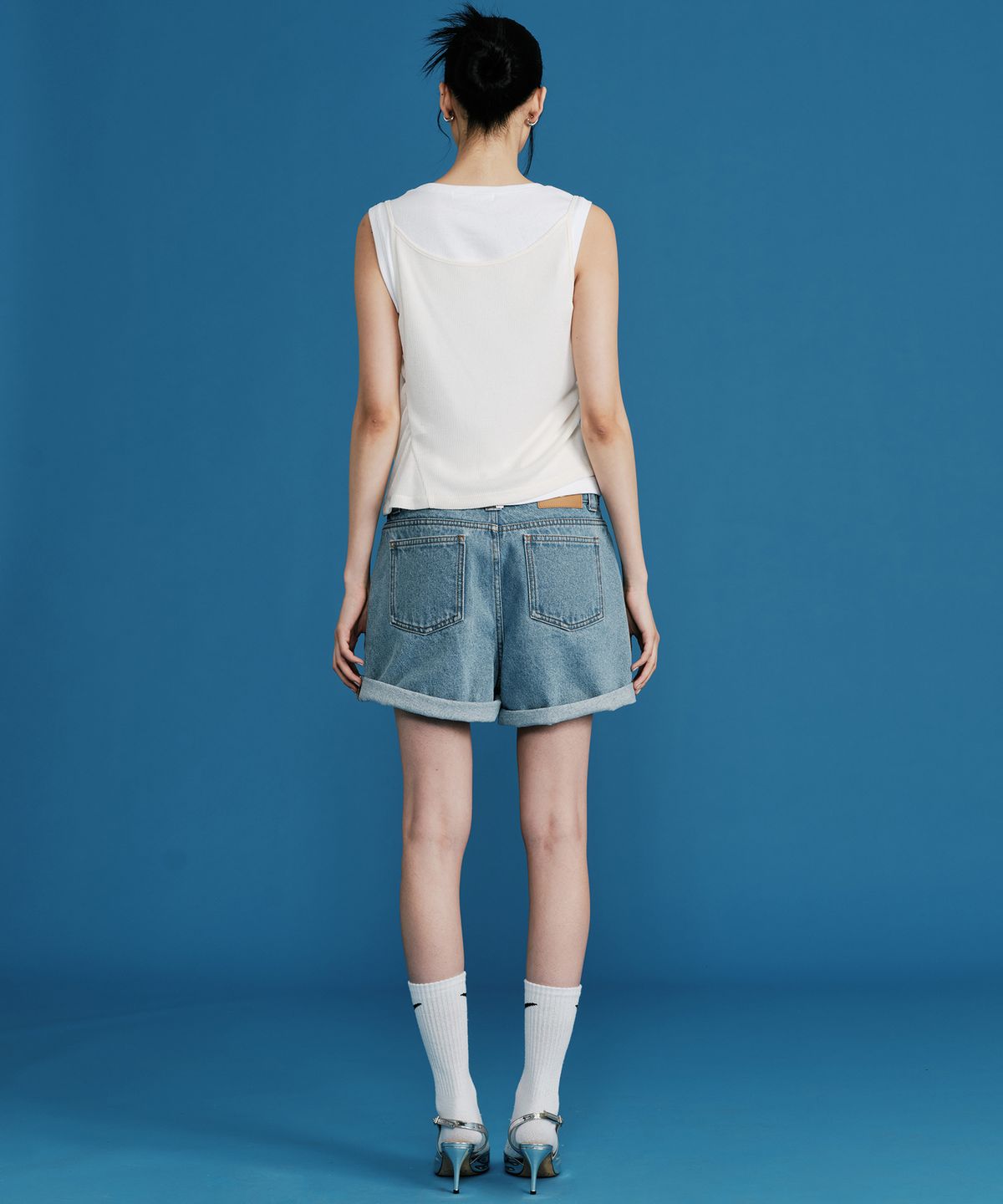 플랙 우먼(PLAC WOMEN) 클래식 데님 쇼츠 M39 미드 블루
