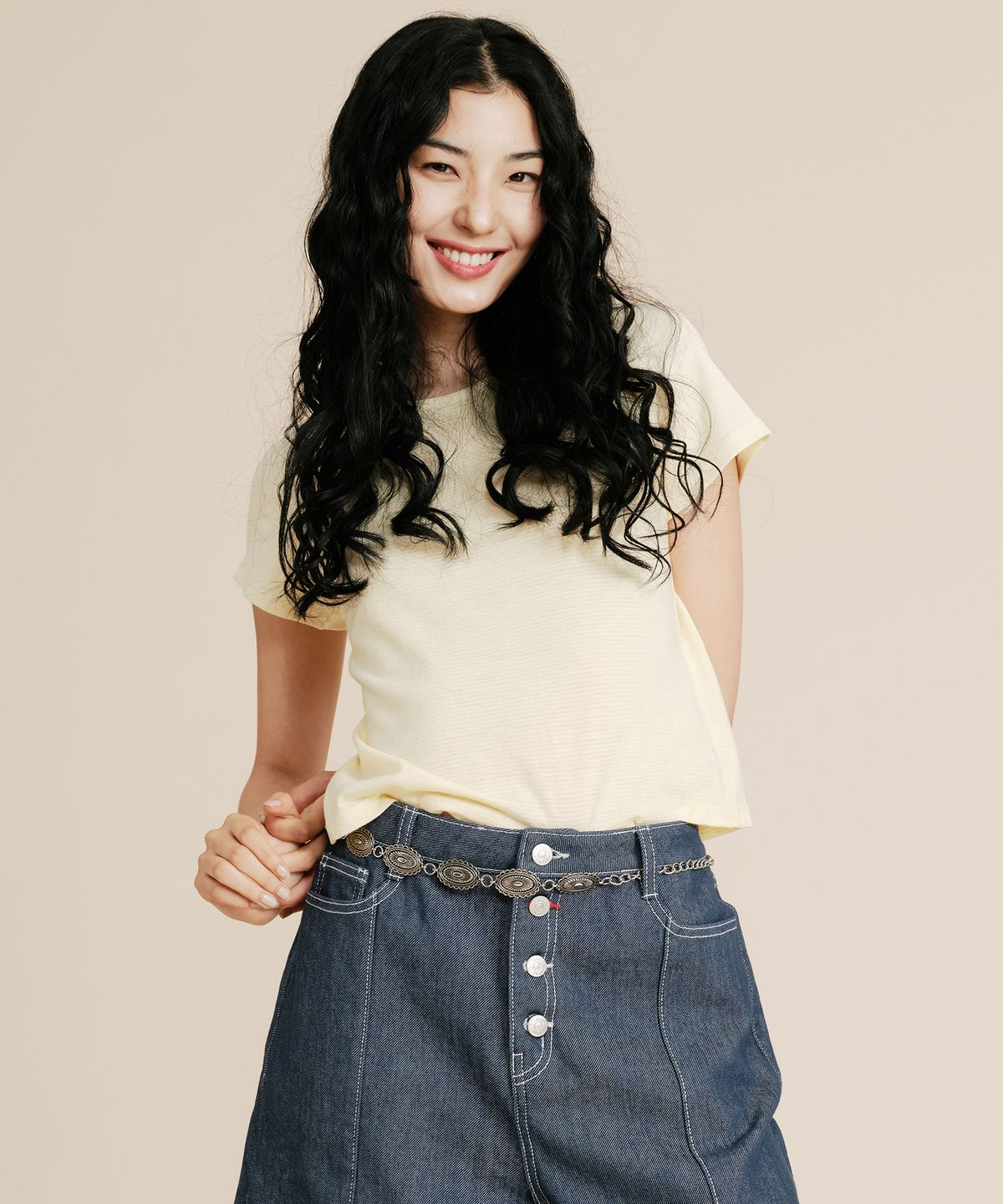 플랙 우먼(PLAC WOMEN) 스트라이프 래글런 미니 티셔츠_3colors