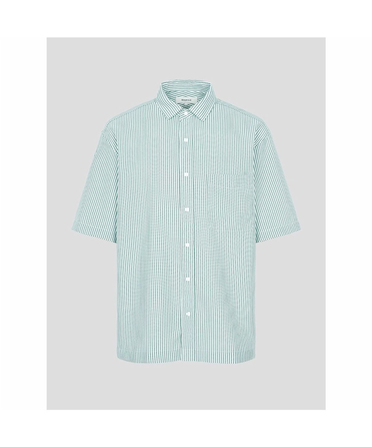 빈폴 멘(BEANPOLE MEN) 폴리 옥스퍼드 스트라이프 반소매 셔츠  그린 (BC5465C52M)