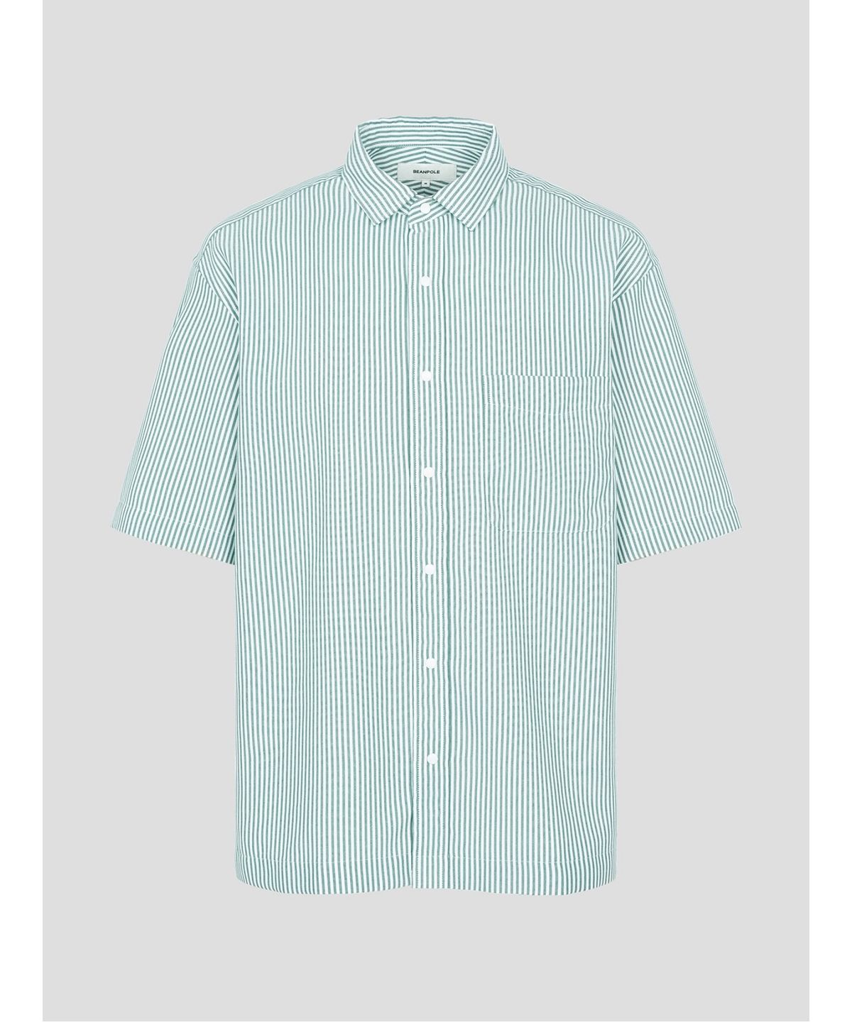 빈폴 멘(BEANPOLE MEN) 폴리 옥스퍼드 스트라이프 반소매 셔츠  그린 (BC5465C52M)