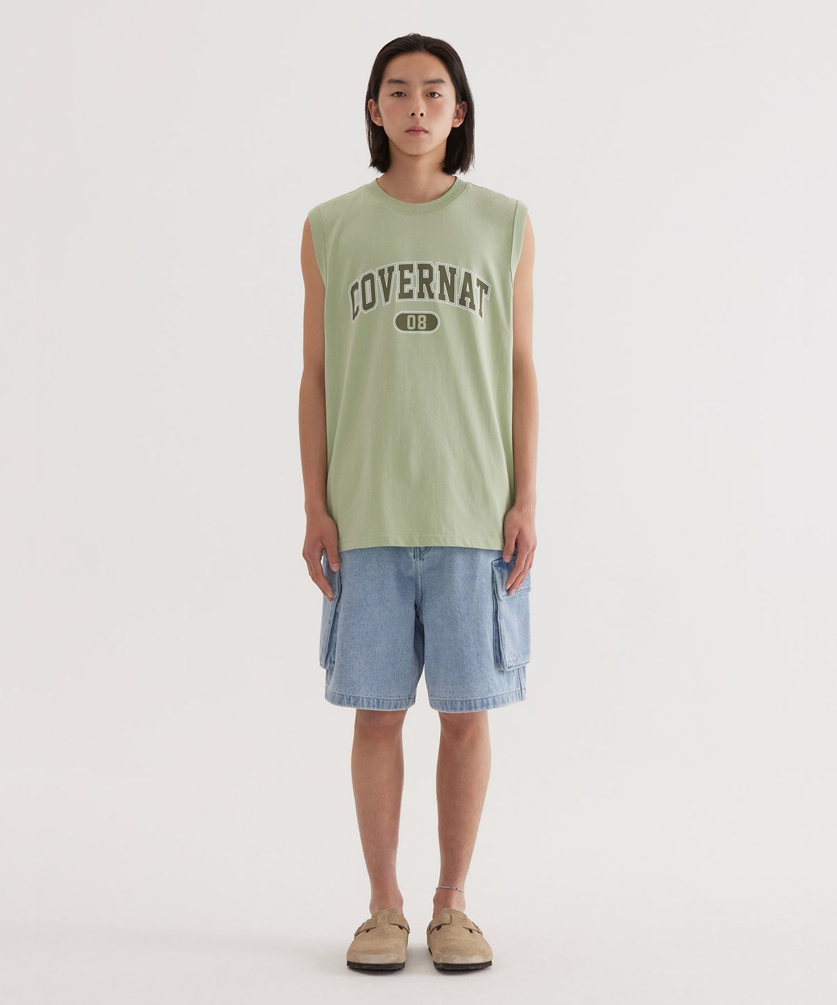 커버낫(COVERNAT) 아치 08 로고 슬리브리스 Light Green