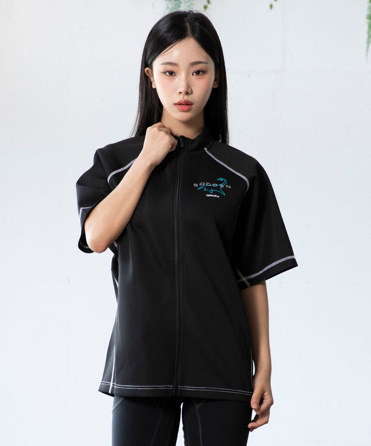 글랙(GLACK) GT153 소든 반팔집업 래쉬가드 (BLACK)