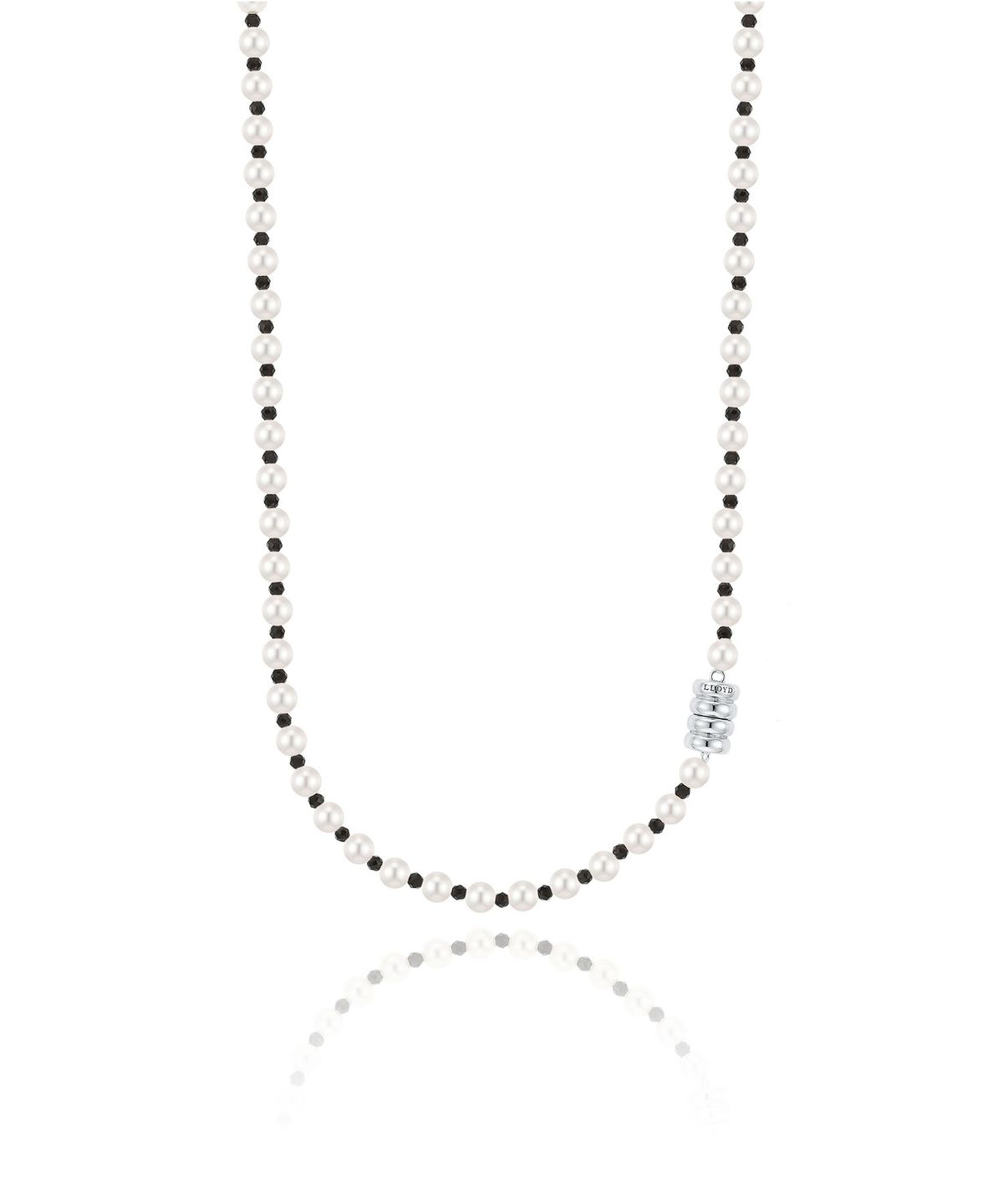 로이드(LLOYD) 고드롱 마그넷 블랙비즈믹스  크림화이트 진주 목걸이(4mm) LLNS25237S