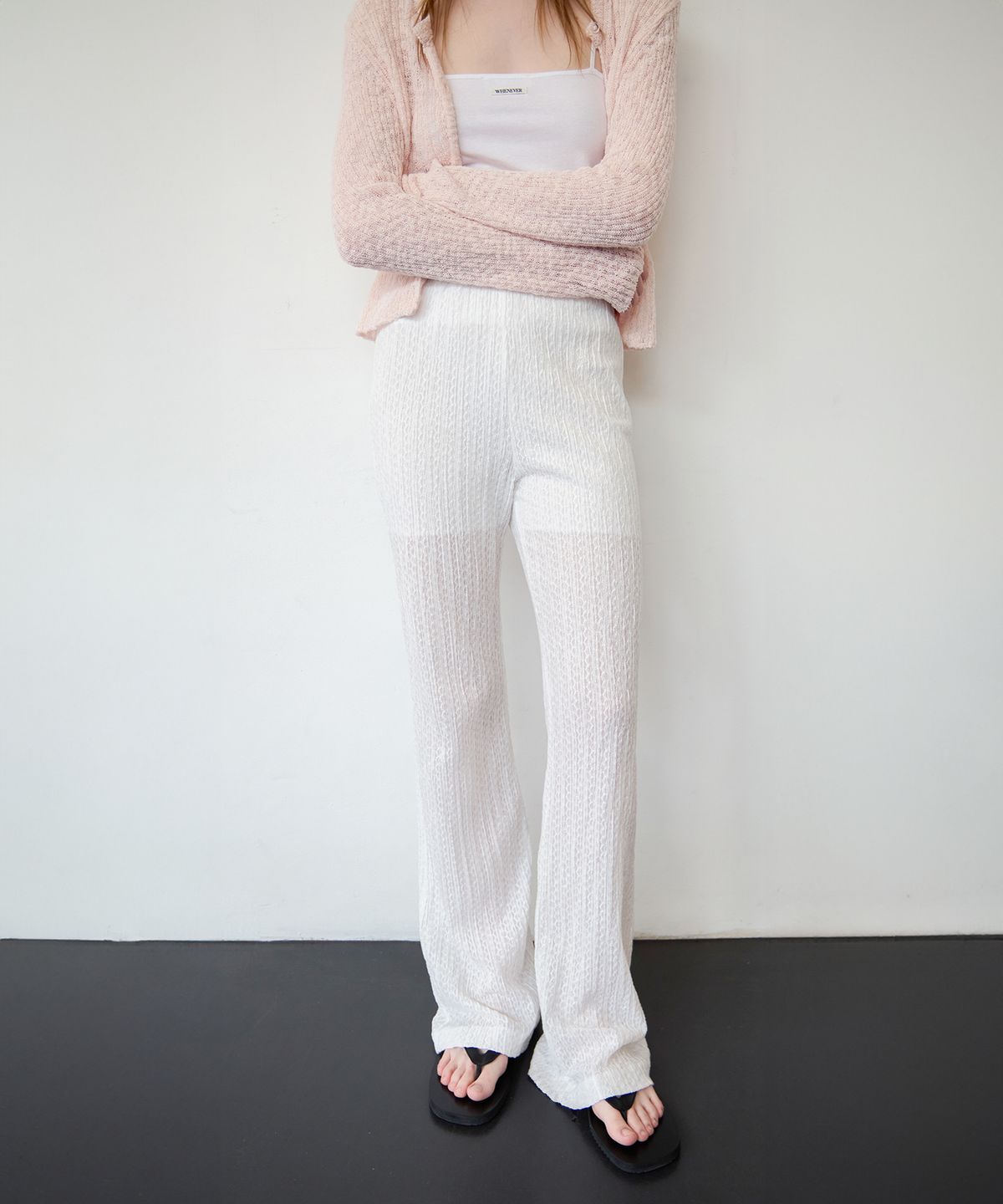 르바(LEVAR) Eyelet Lace Layered Pants - Off White