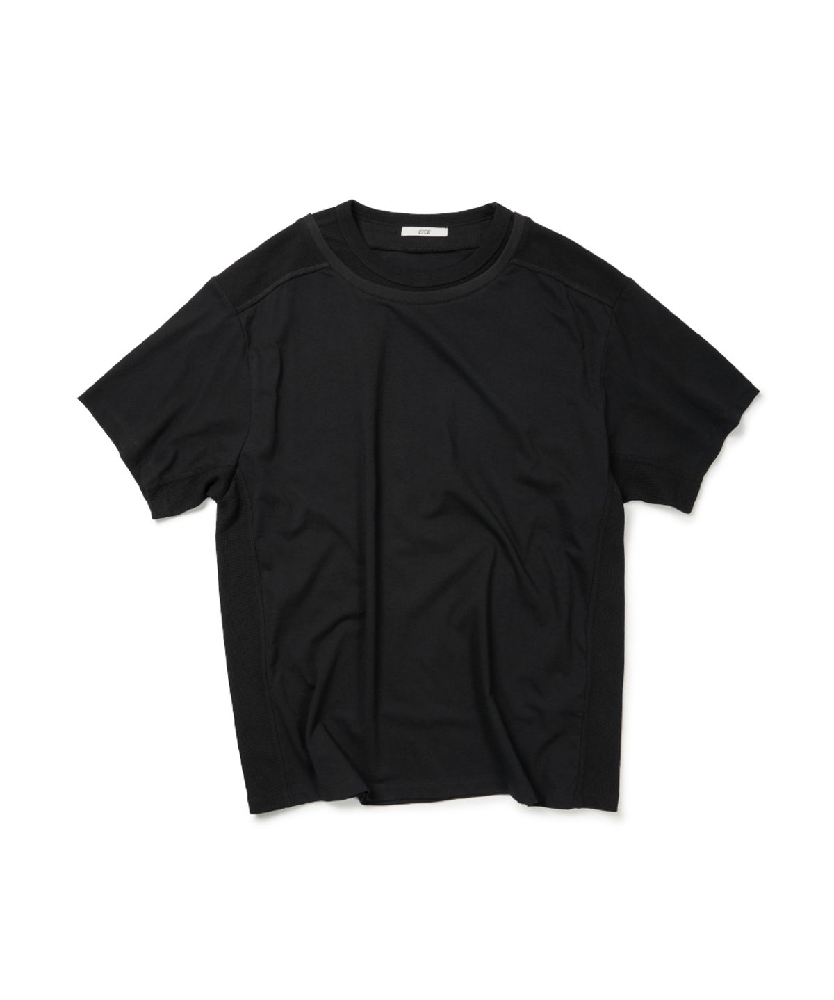 이티씨이(ETCE) DOUBLE NECK LAYERED T-SHIRT (BLACK)
